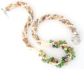 Crocheted Pearl and Jasper Green, Tan+Brown