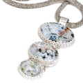 Ocean Jasper Sterling Silver pendant necklace with Crocheted Labradorite