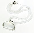 Crocheted faceted Moonstone Necklace with Moonstone oval pendant