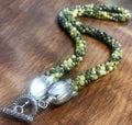 Yellow Turquoise beaded necklace, Handmade Crocheted Necklace, jewelry