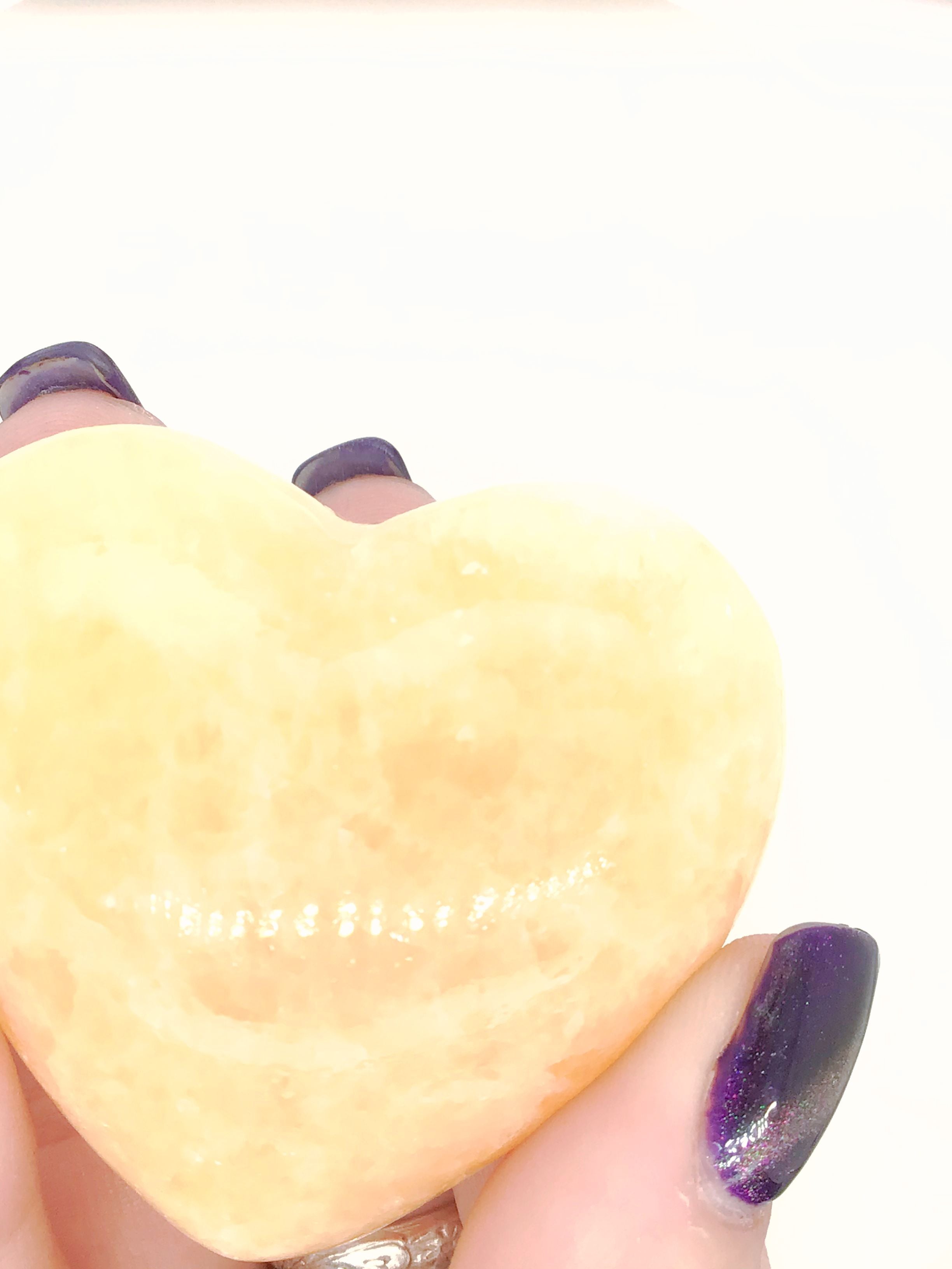 Orange Calcite gemstone heart