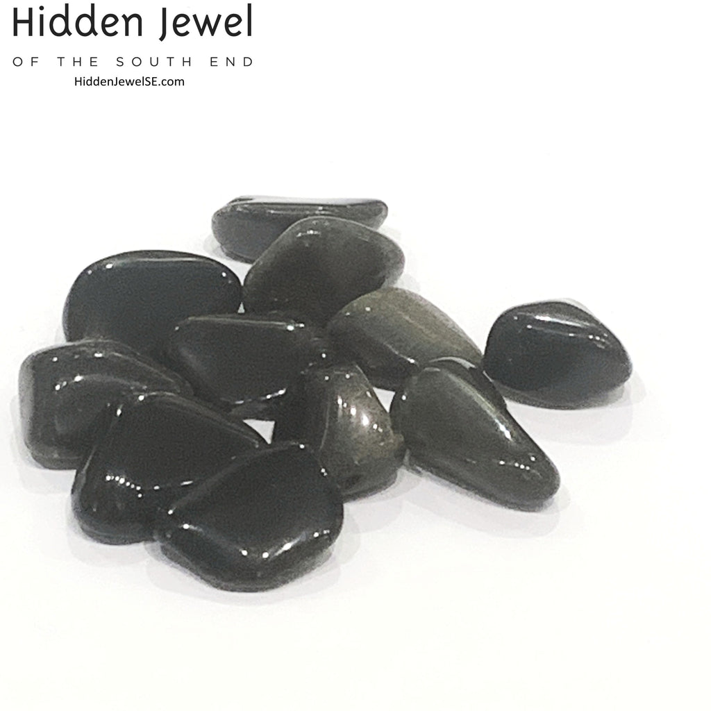 Golden Sheen Obsidian Tumbled Gemstone   (Mexico)