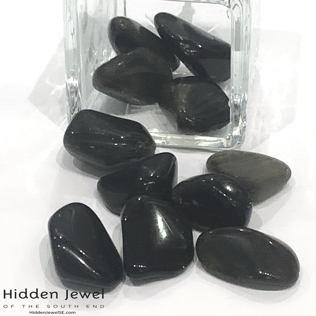 Golden Sheen Obsidian Tumbled Gemstone   (Mexico)