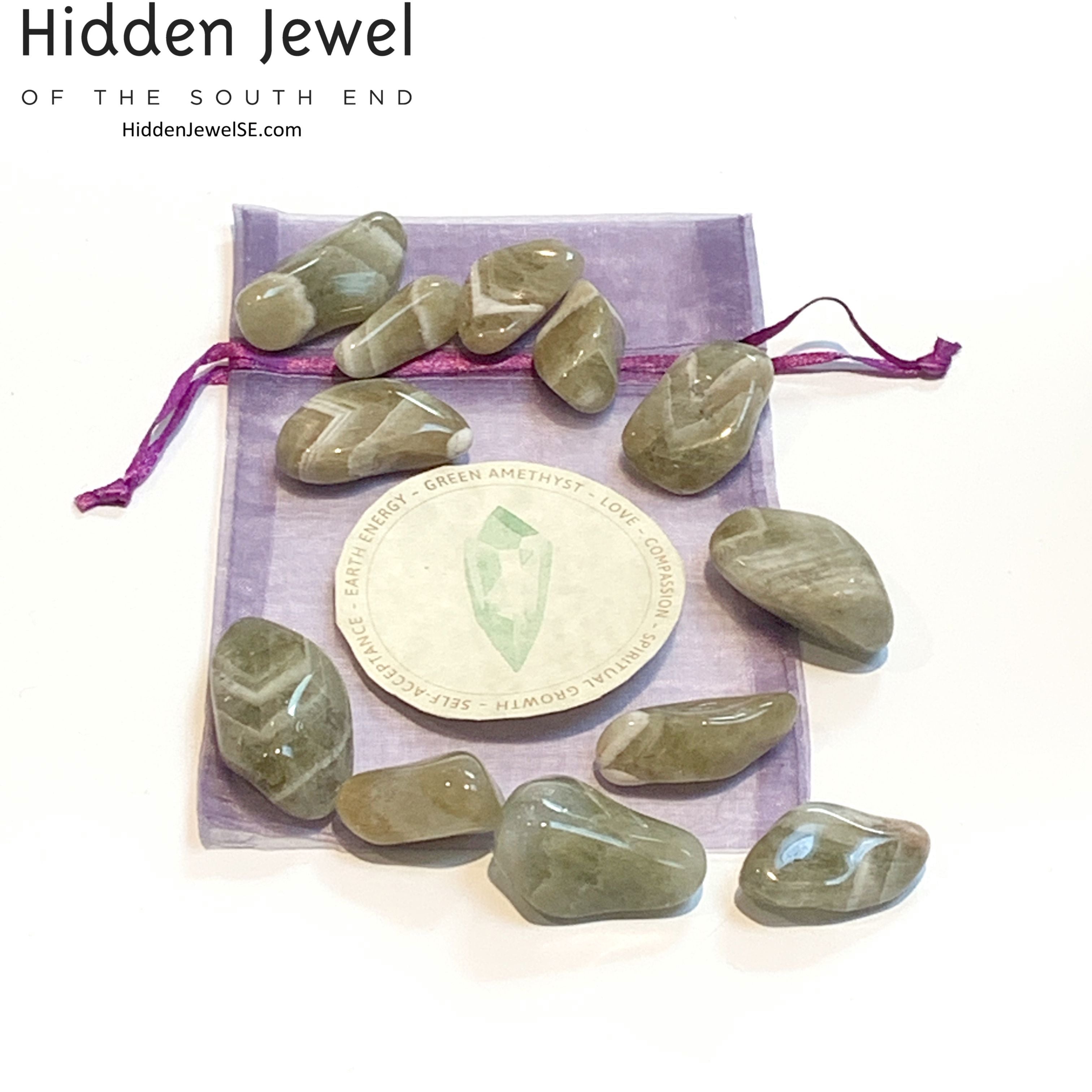 Prasiolite Healing Stone Tumbles, (green amethyst)