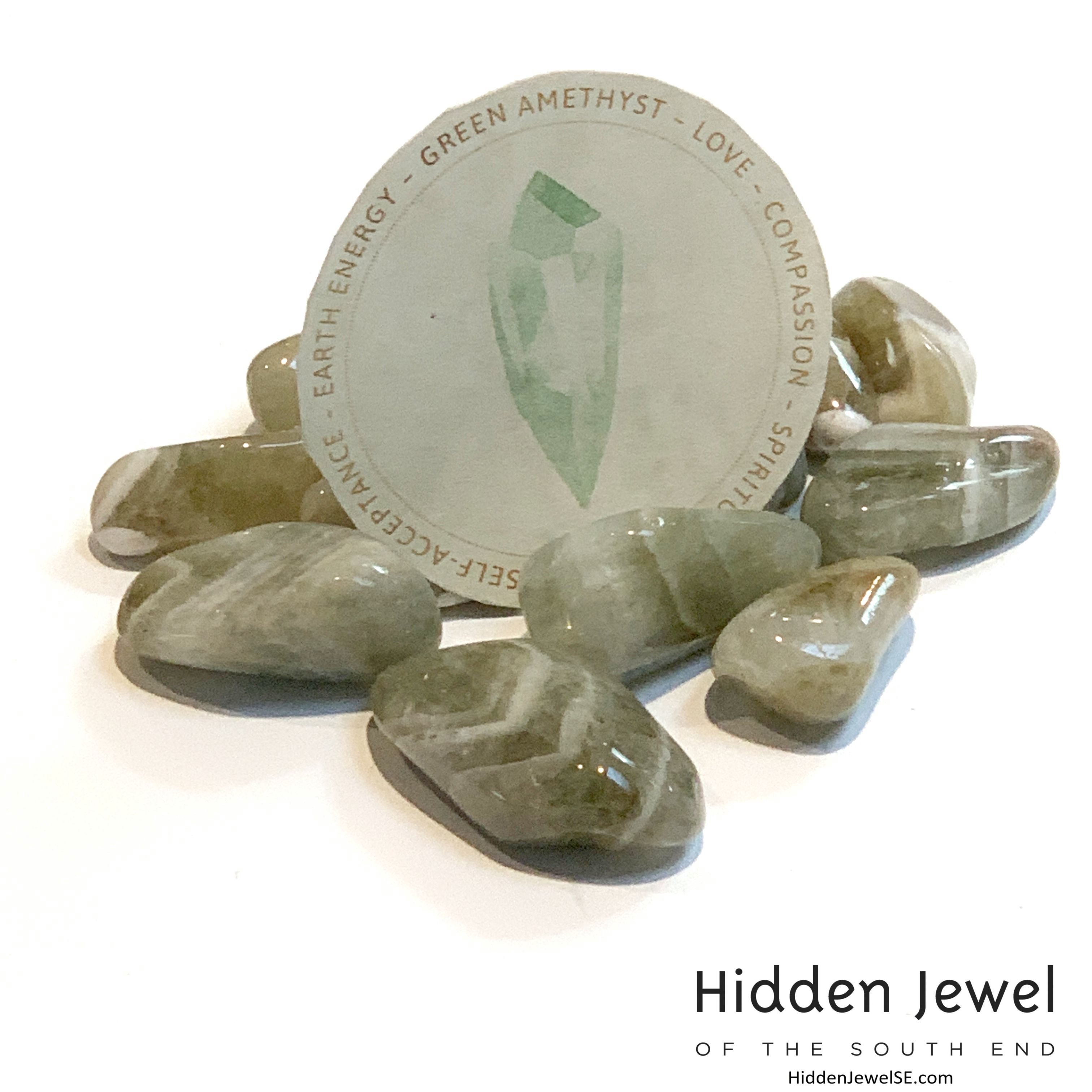 Prasiolite Healing Stone Tumbles, (green amethyst)