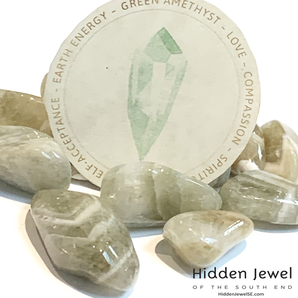 Prasiolite Healing Stone Tumbles, (green amethyst)