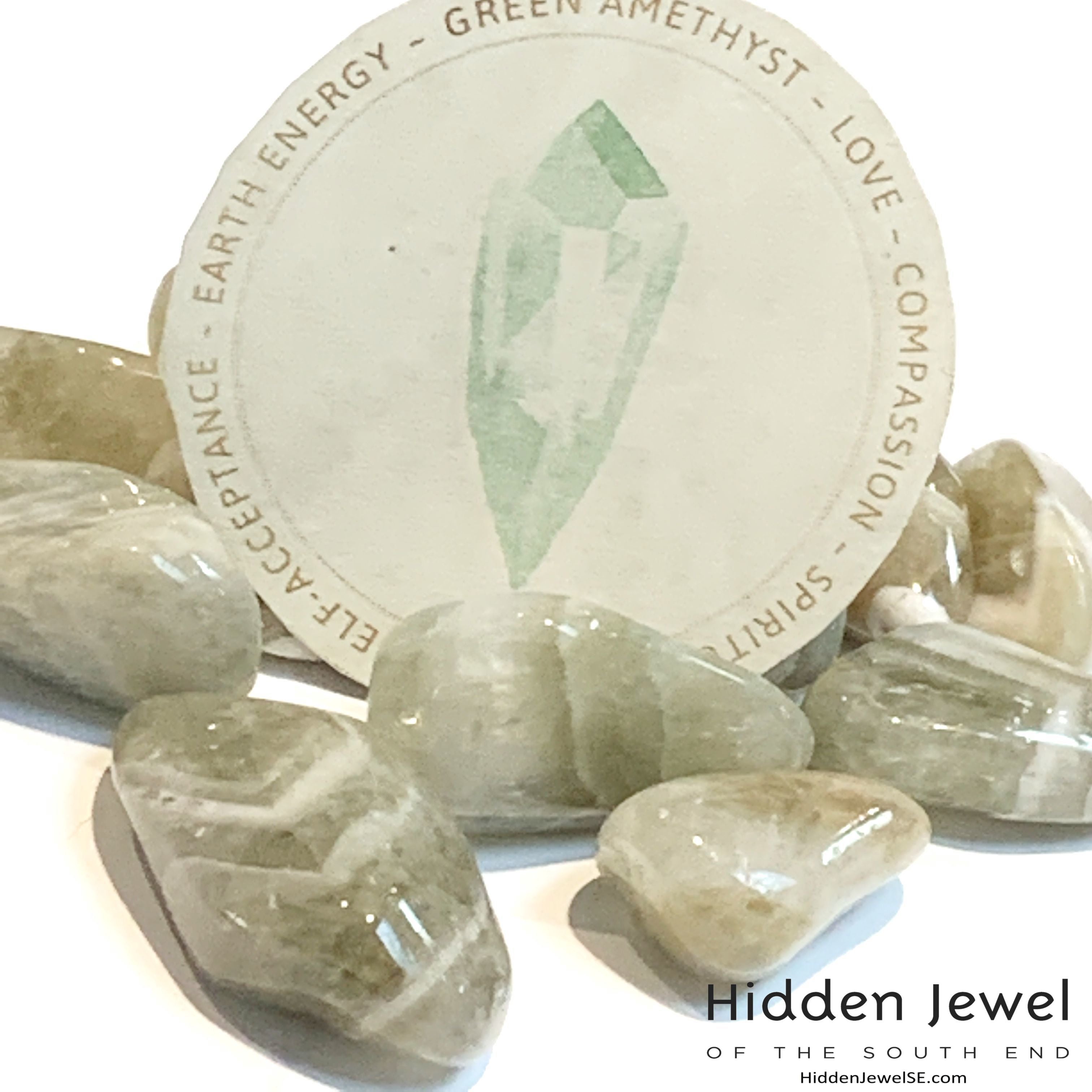 Prasiolite Healing Stone Tumbles, (green amethyst)