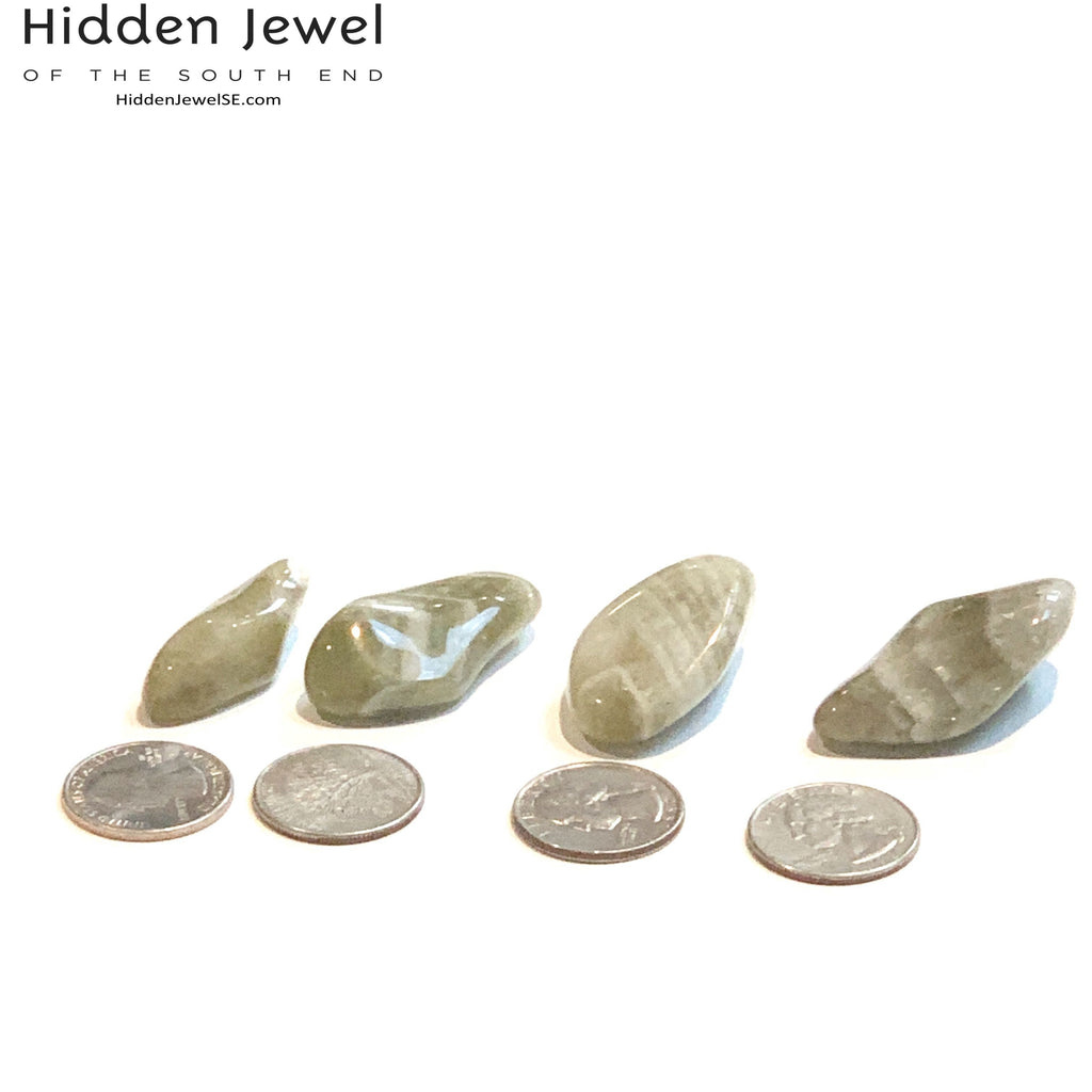 Prasiolite Healing Stone Tumbles, (green amethyst)