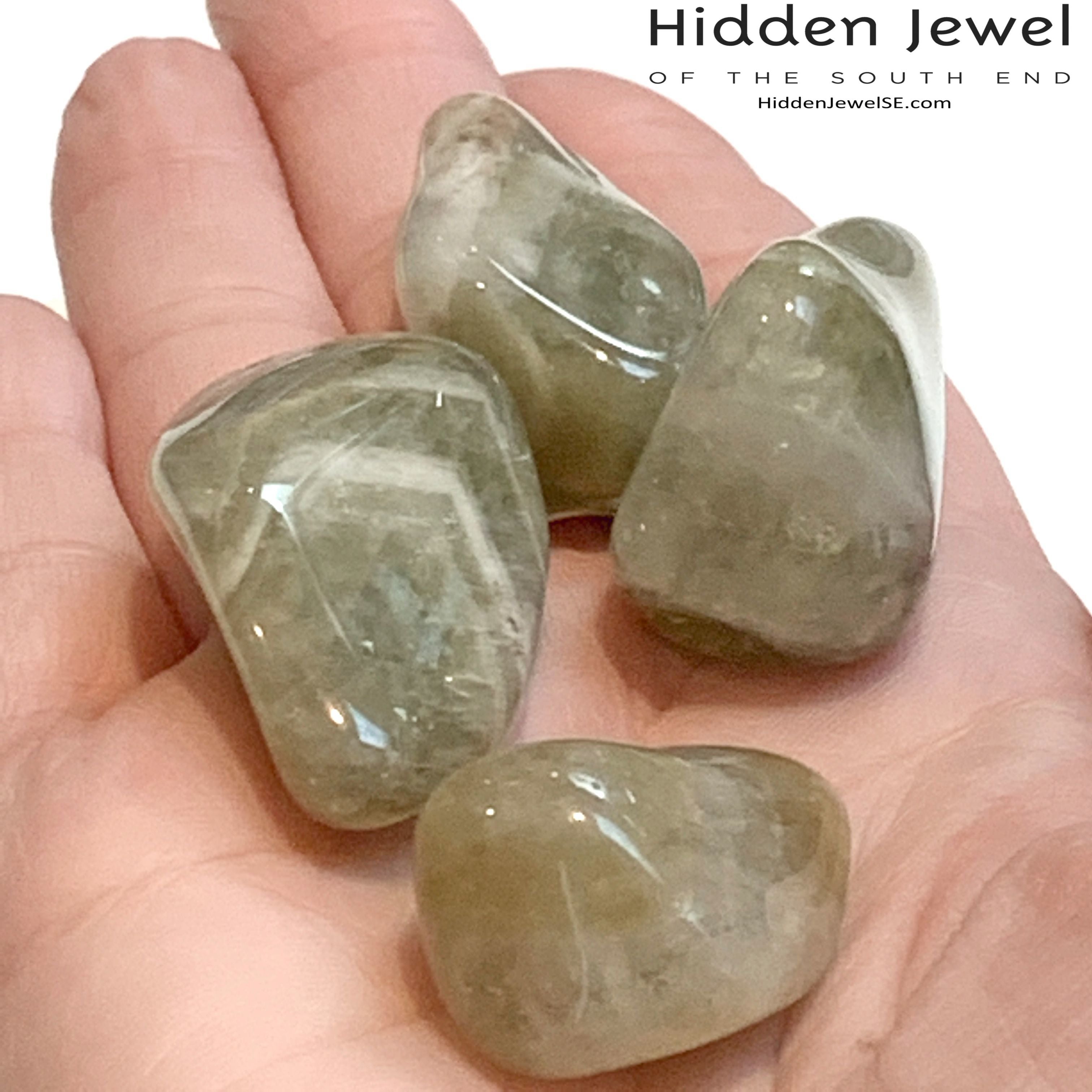 Prasiolite Healing Stone Tumbles, (green amethyst)