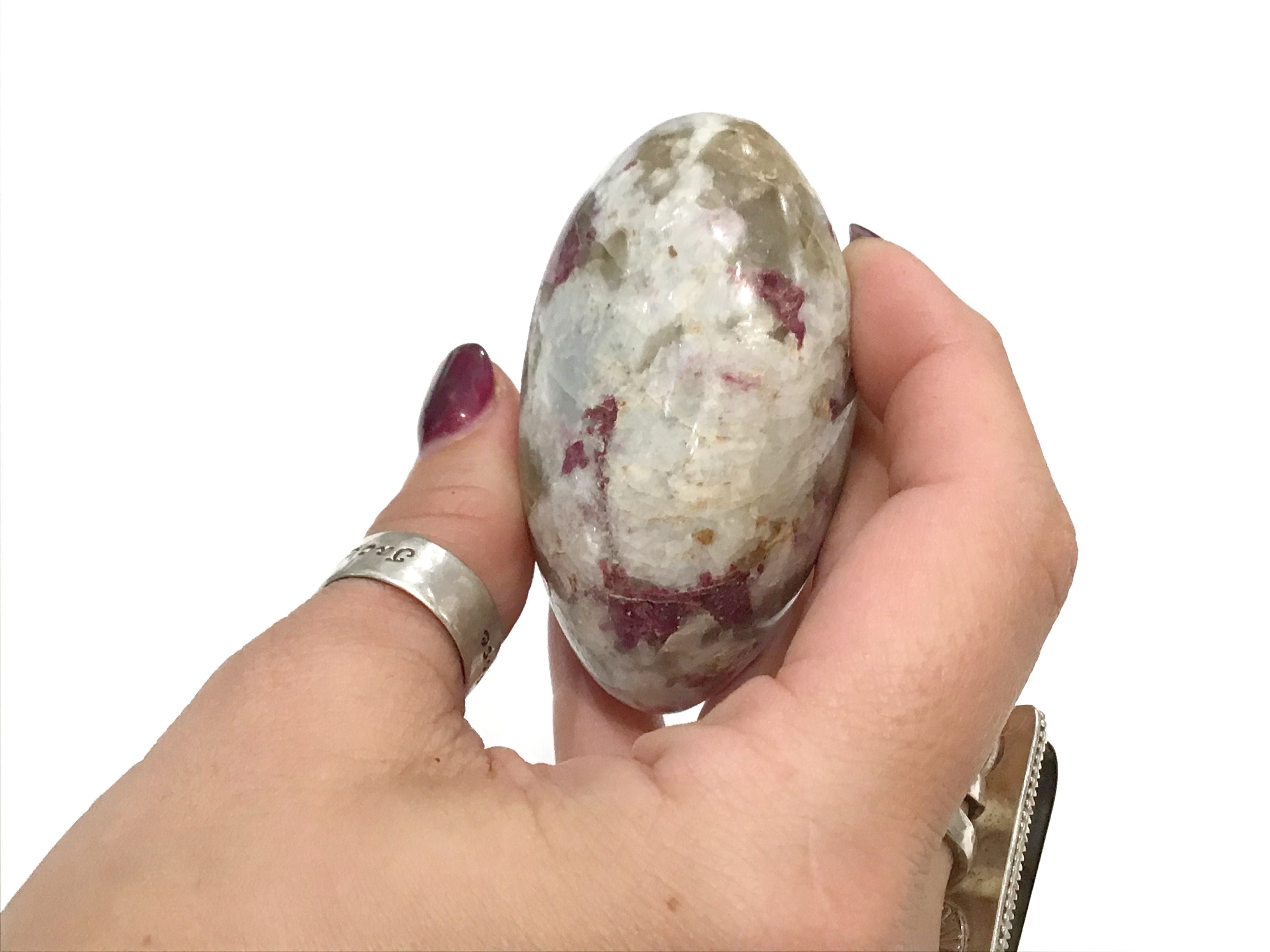 Rubelite Gemstone Palm Stone