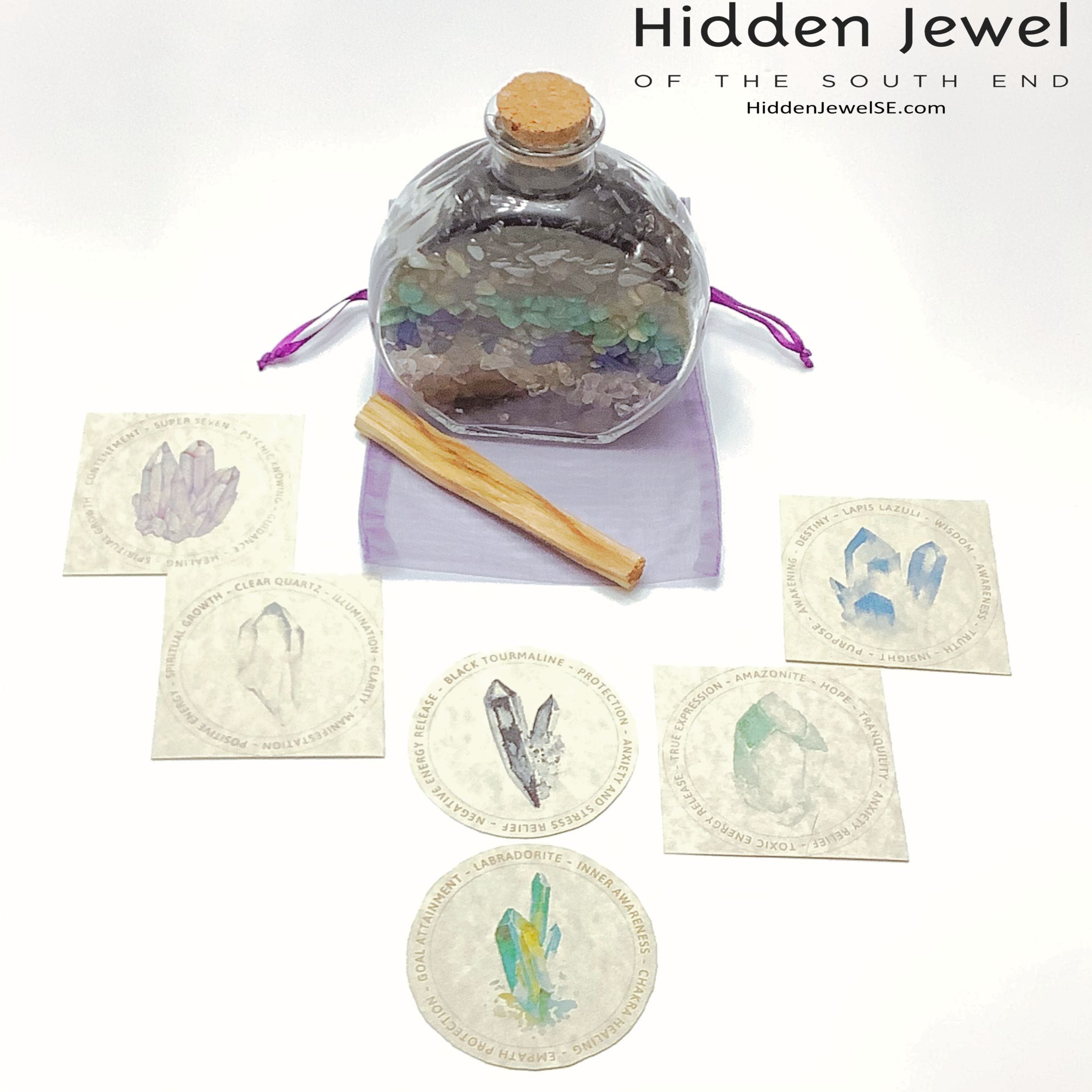 Gemstone crystal chip glass bottle, Stone Bottle Set ,meditation, gift