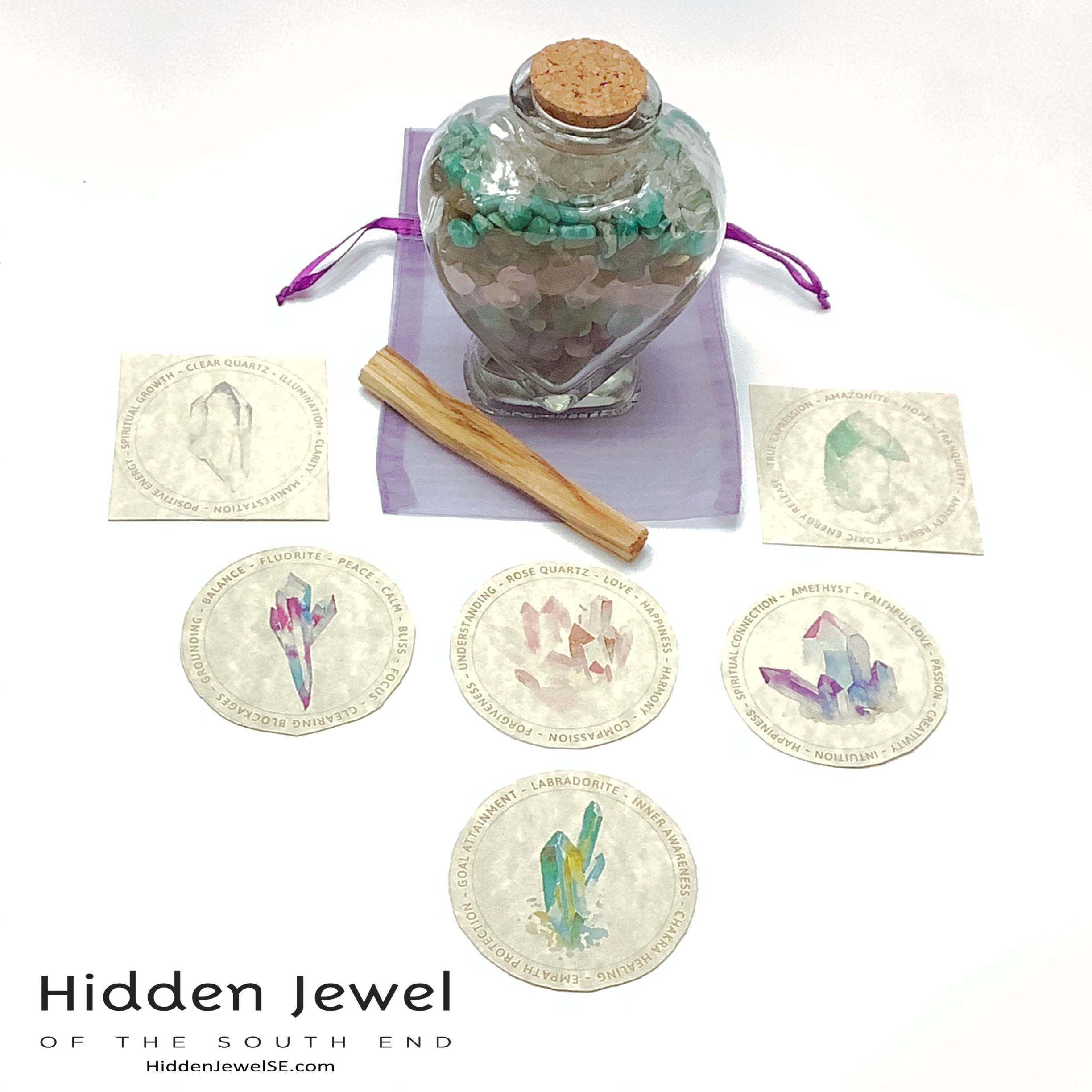 Gemstone crystal chip glass bottle, Stone Bottle Set ,meditation, gift