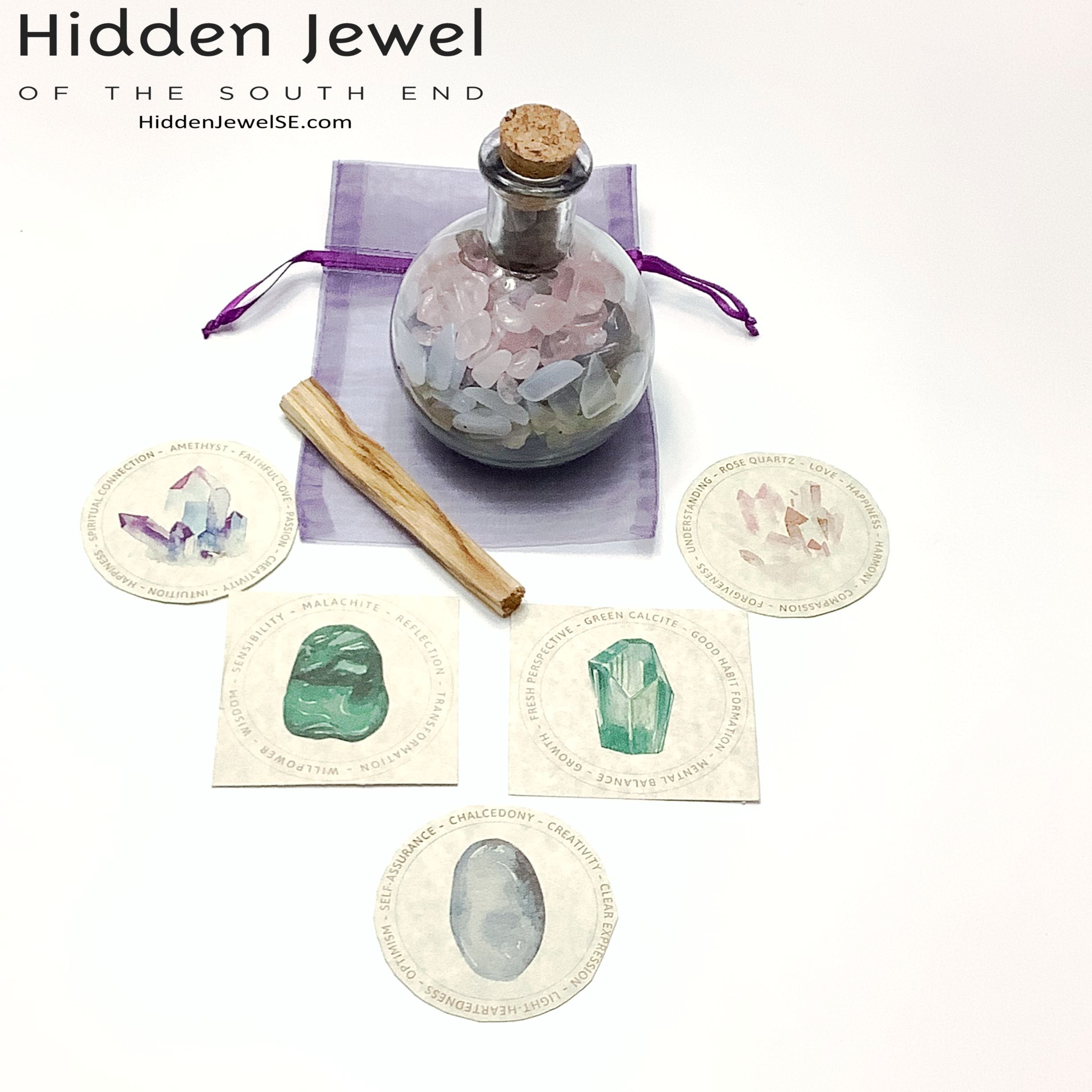 Gemstone crystal chip glass bottle, Stone Bottle Set ,meditation, gift