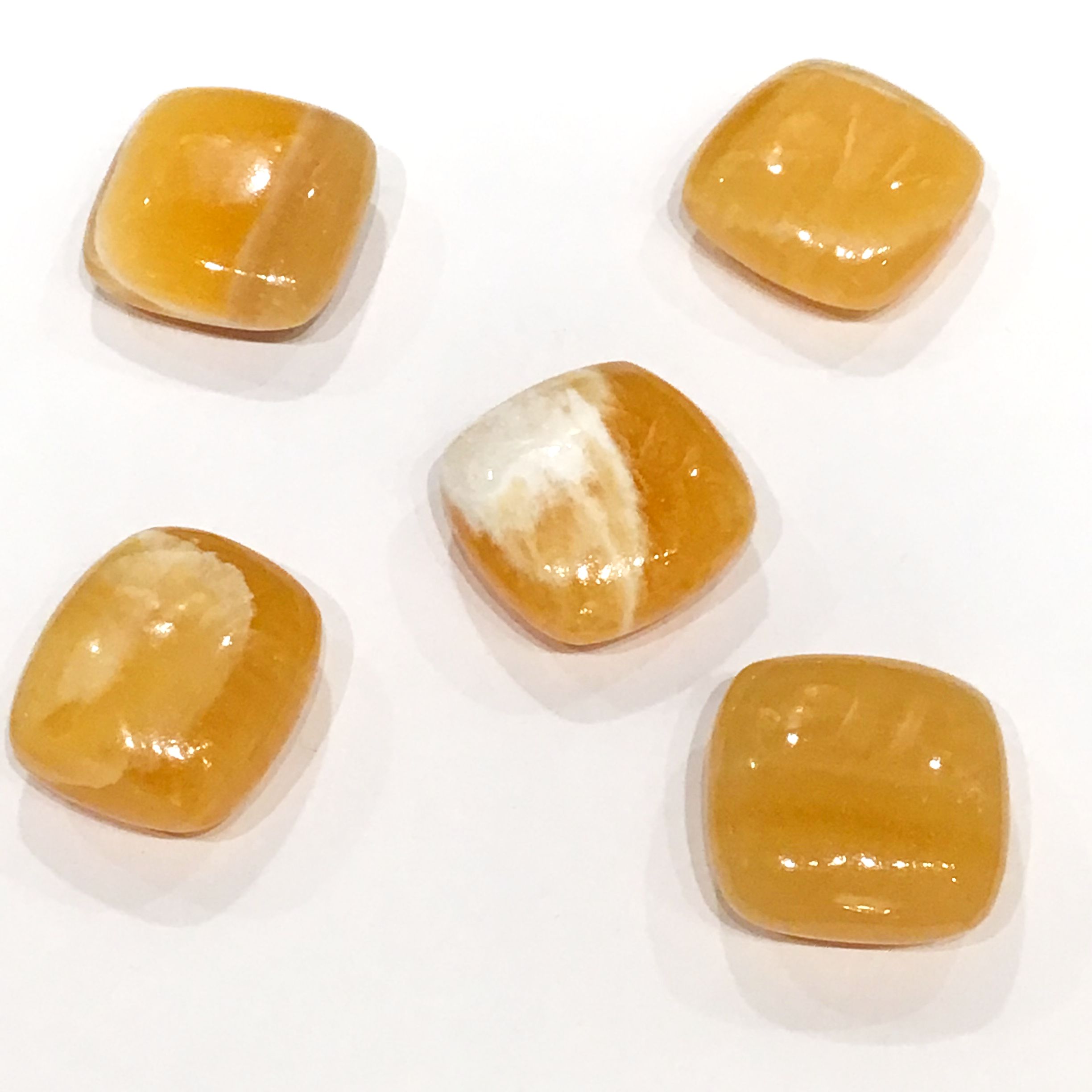 Calcite , Orange Gemstone palm stone