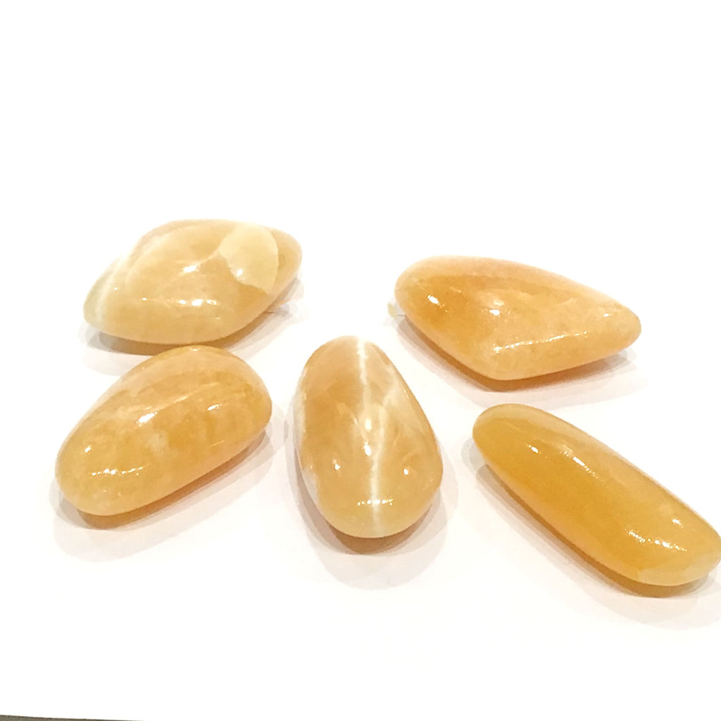 Calcite , Orange Gemstone palm stone