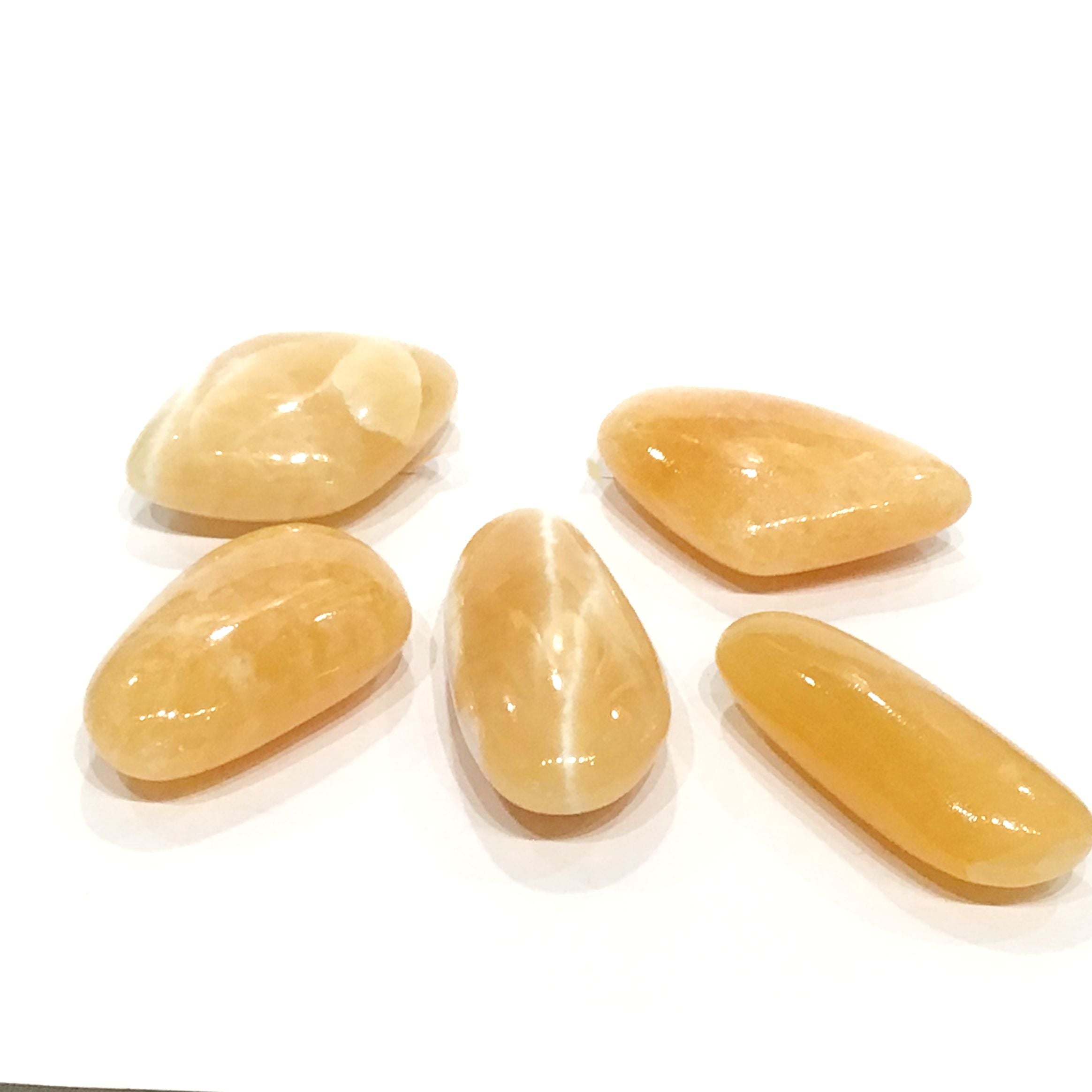 Calcite , Orange Gemstone palm stone