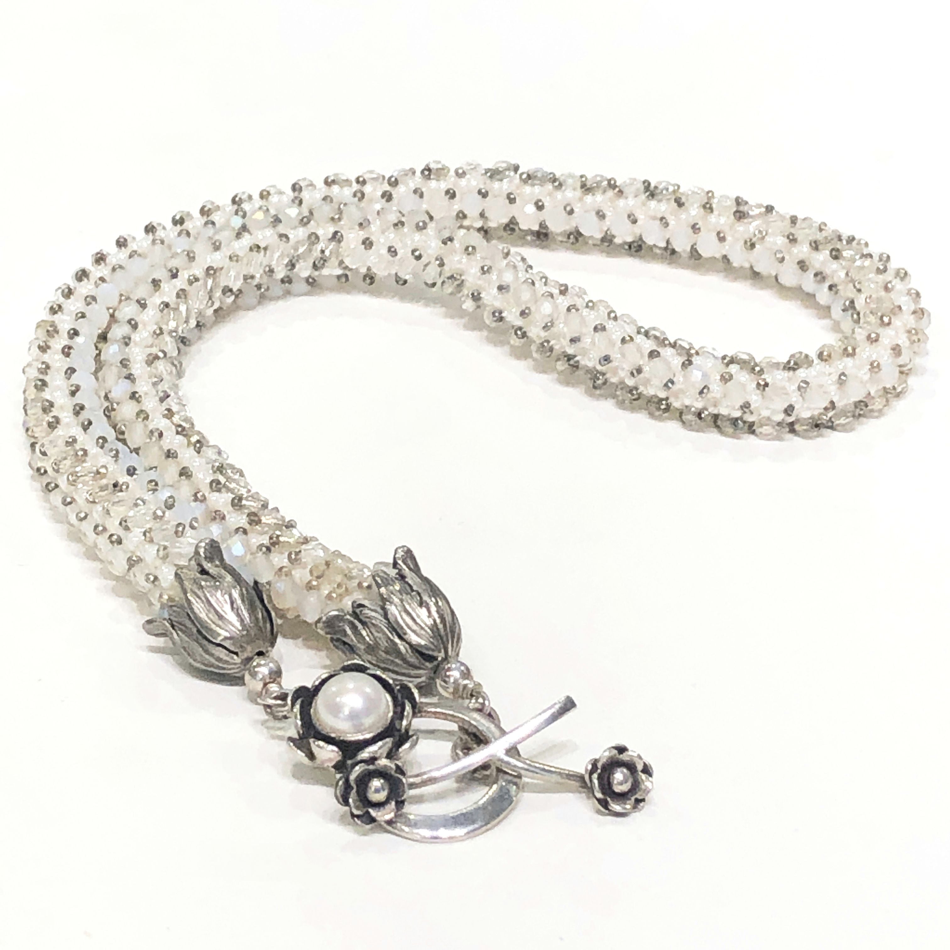 Right Angle Weave beaded necklace, wedding necklace, summer necklac
