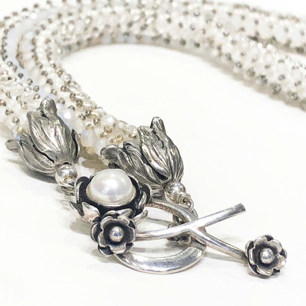 Right Angle Weave beaded necklace, wedding necklace, summer necklac