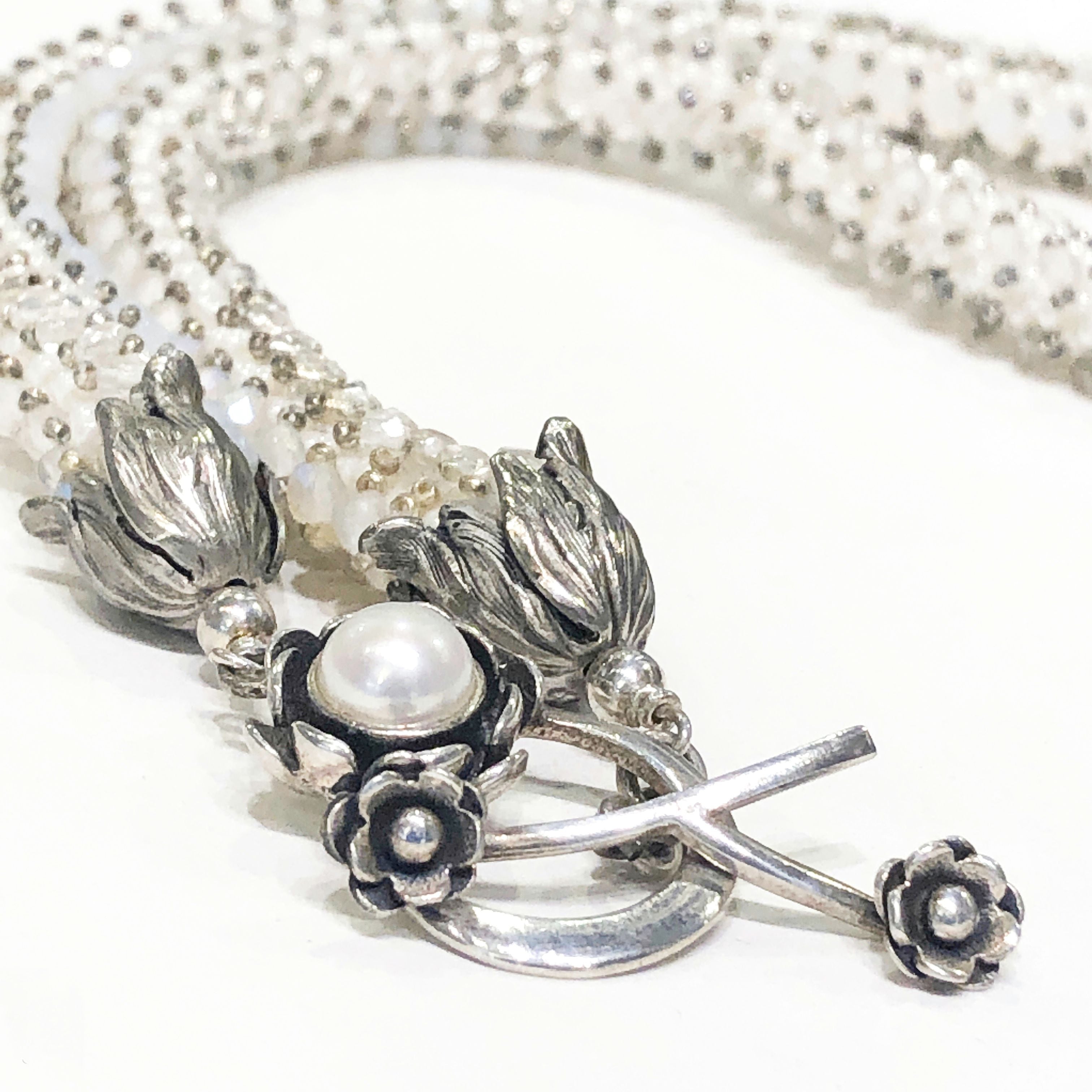 Right Angle Weave beaded necklace, wedding necklace, summer necklac