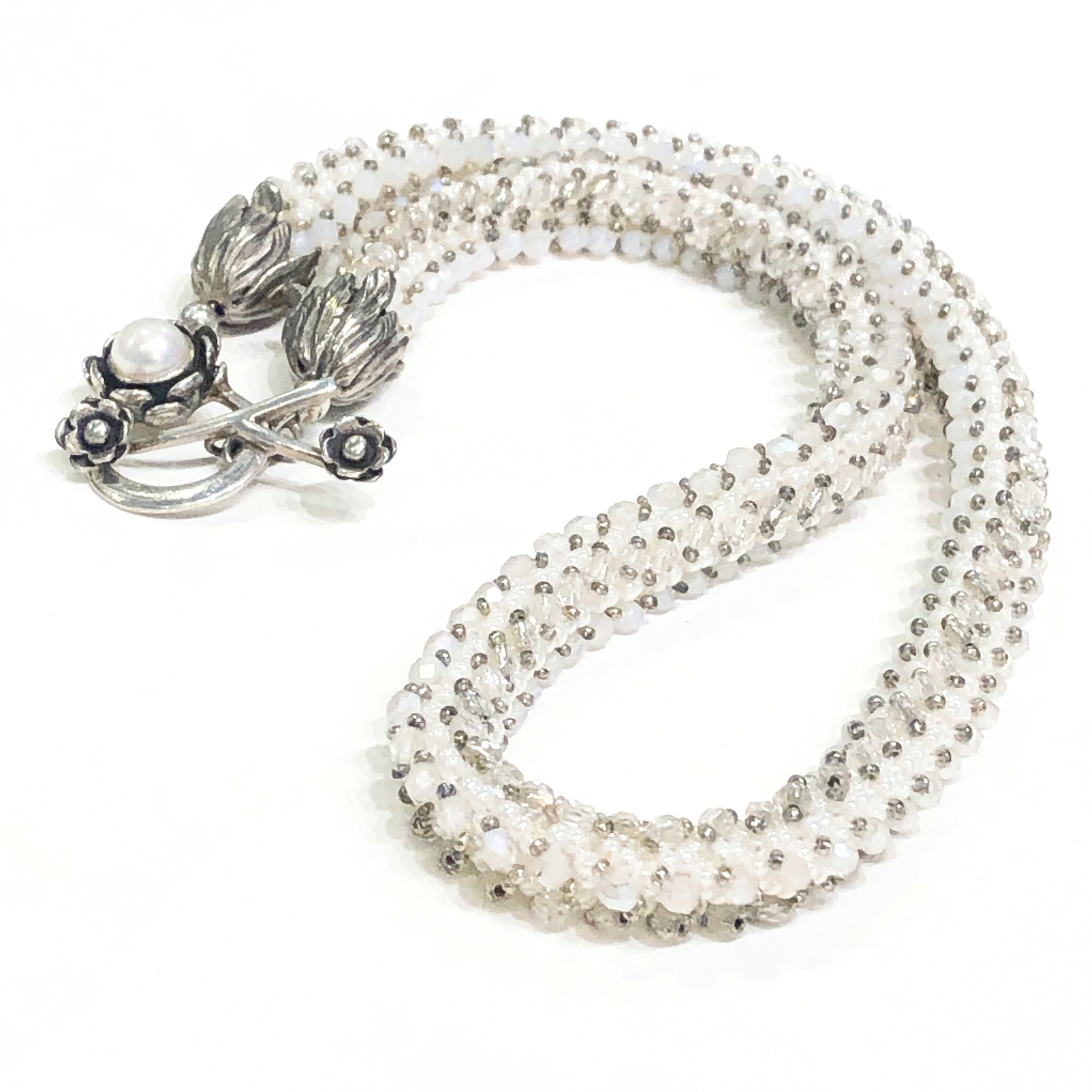 Right Angle Weave beaded necklace, wedding necklace, summer necklac