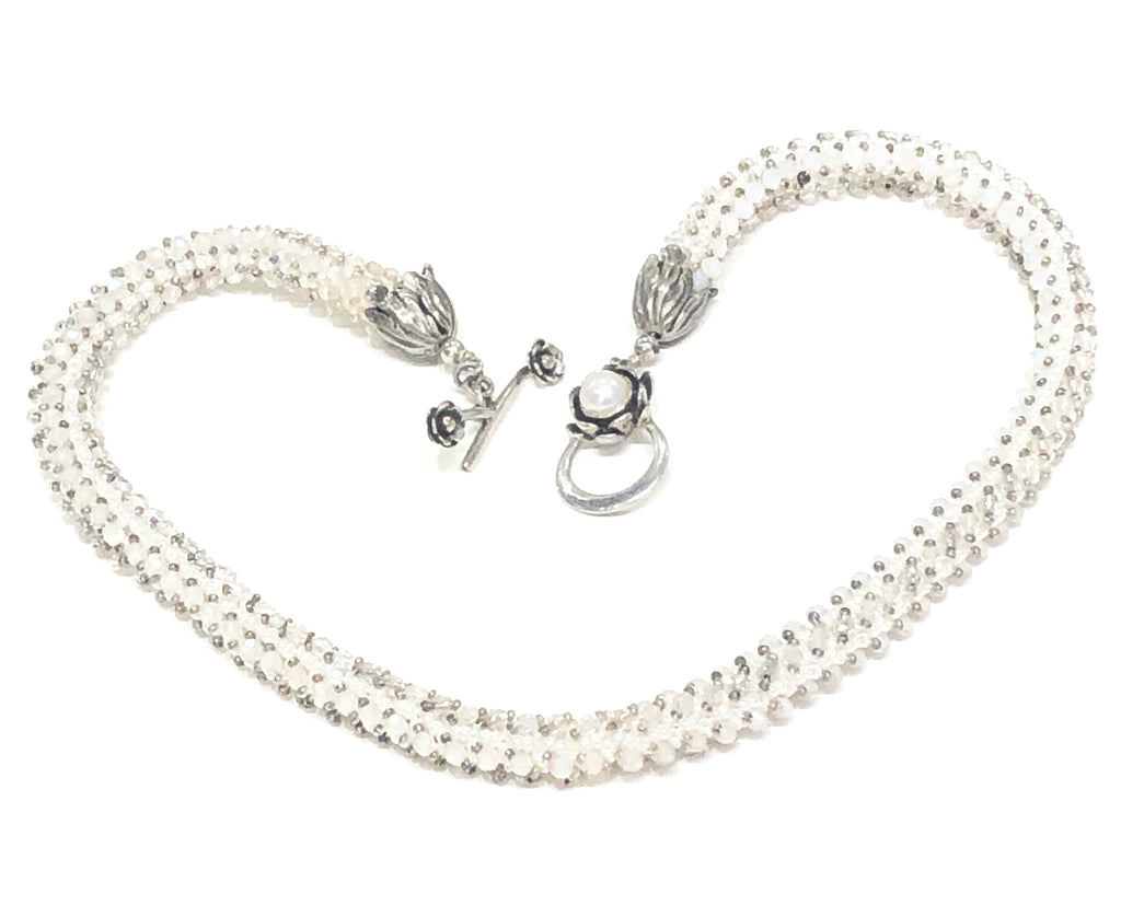 Right Angle Weave beaded necklace, wedding necklace, summer necklac