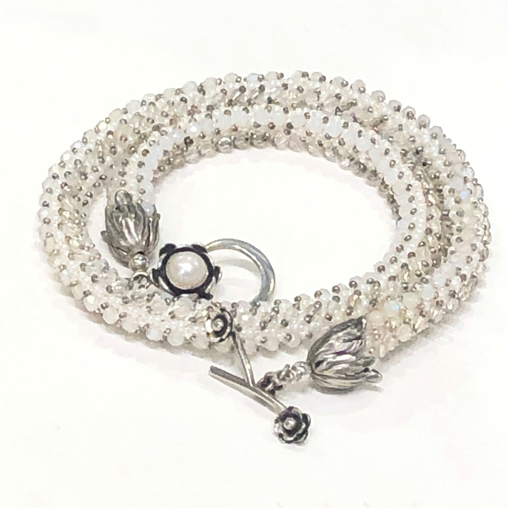 Right Angle Weave beaded necklace, wedding necklace, summer necklac
