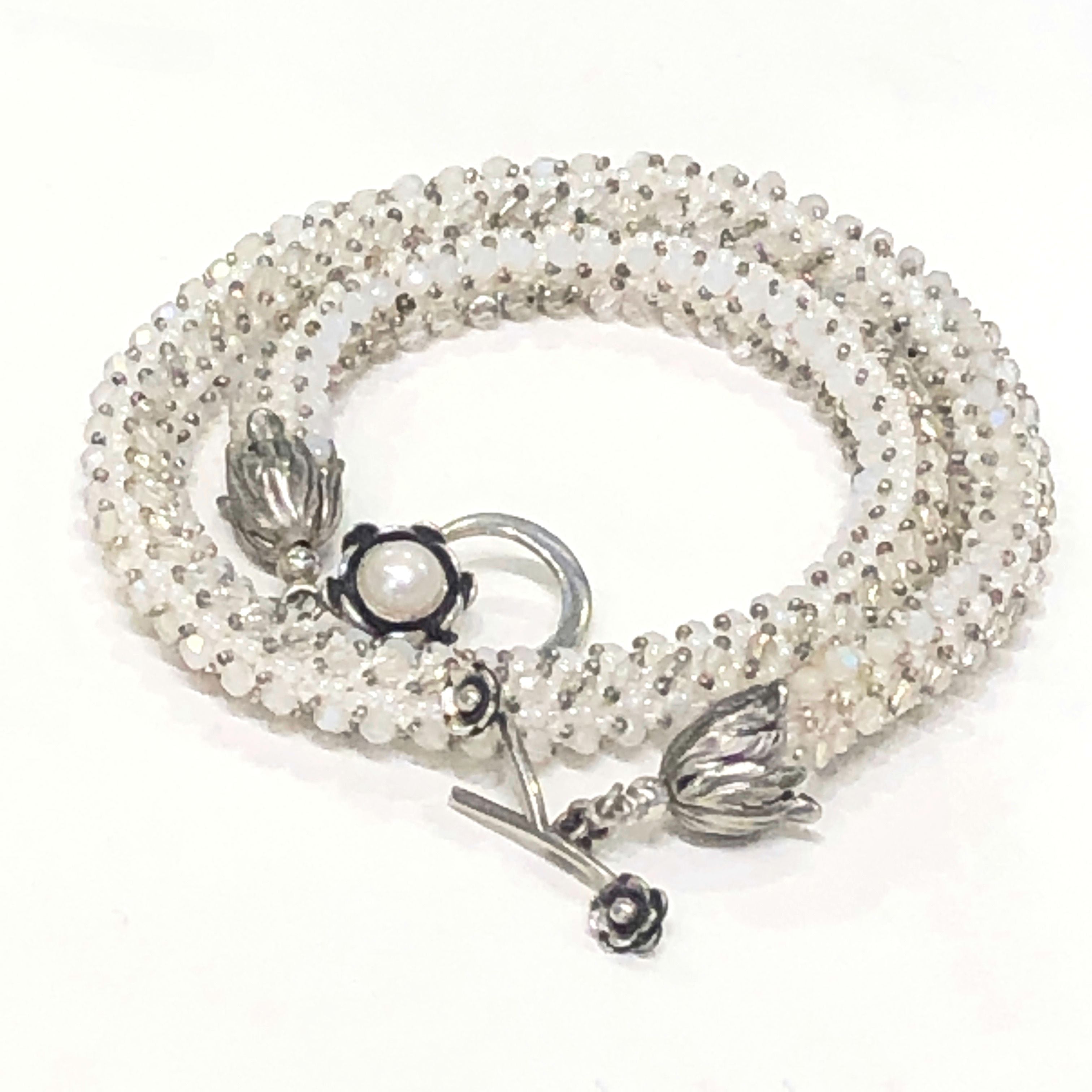 Right Angle Weave beaded necklace, wedding necklace, summer necklac
