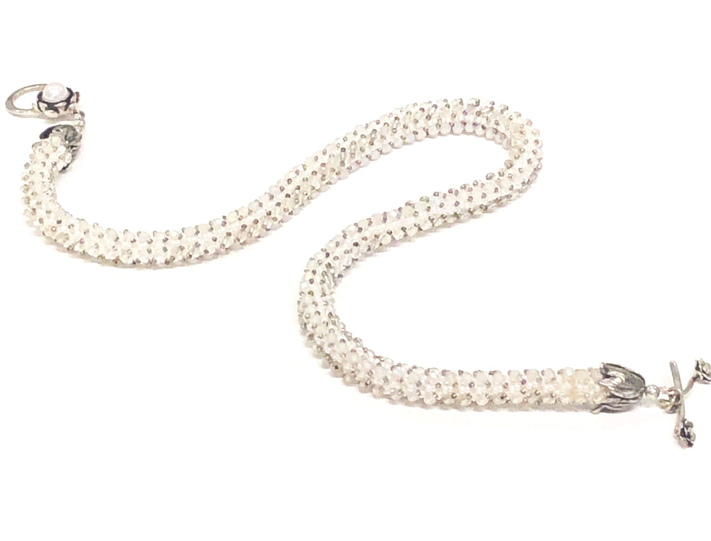 Right Angle Weave beaded necklace, wedding necklace, summer necklac