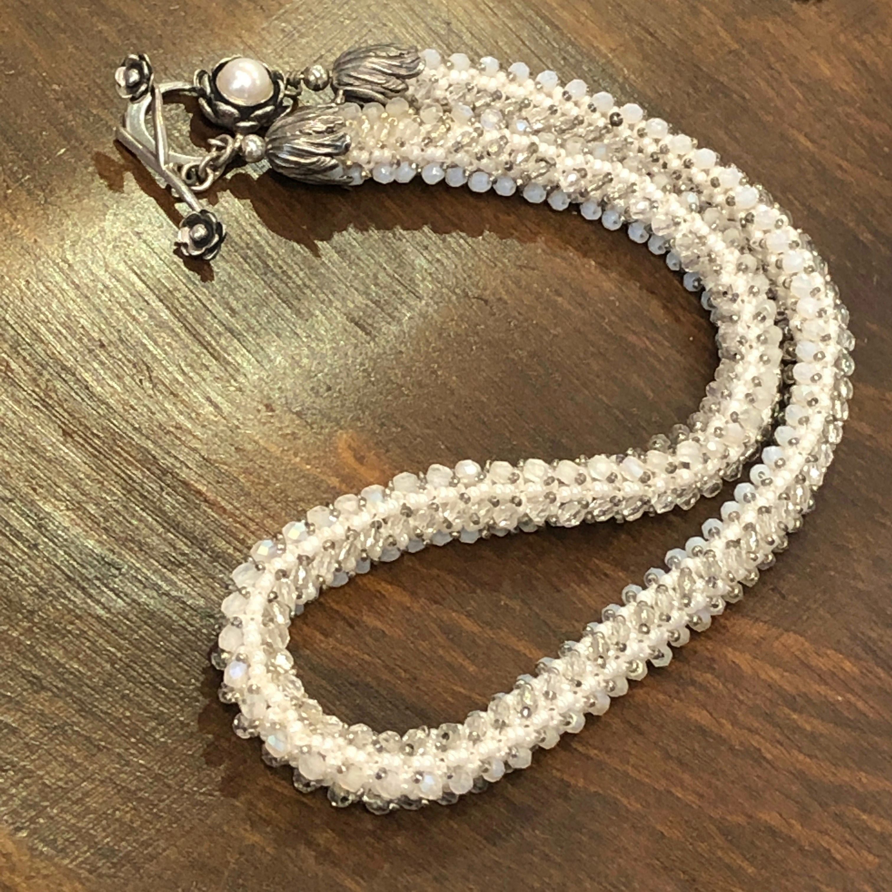 Right Angle Weave beaded necklace, wedding necklace, summer necklac