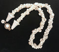 Freshwater White Pearl Crocheted Necklace with Lamp-work Glass