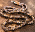 Crocheted Seed Bead necklace with spiral Lentil beads and Silver clasp