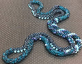 Bright Blue mixed beaded crocheted necklace, lapis