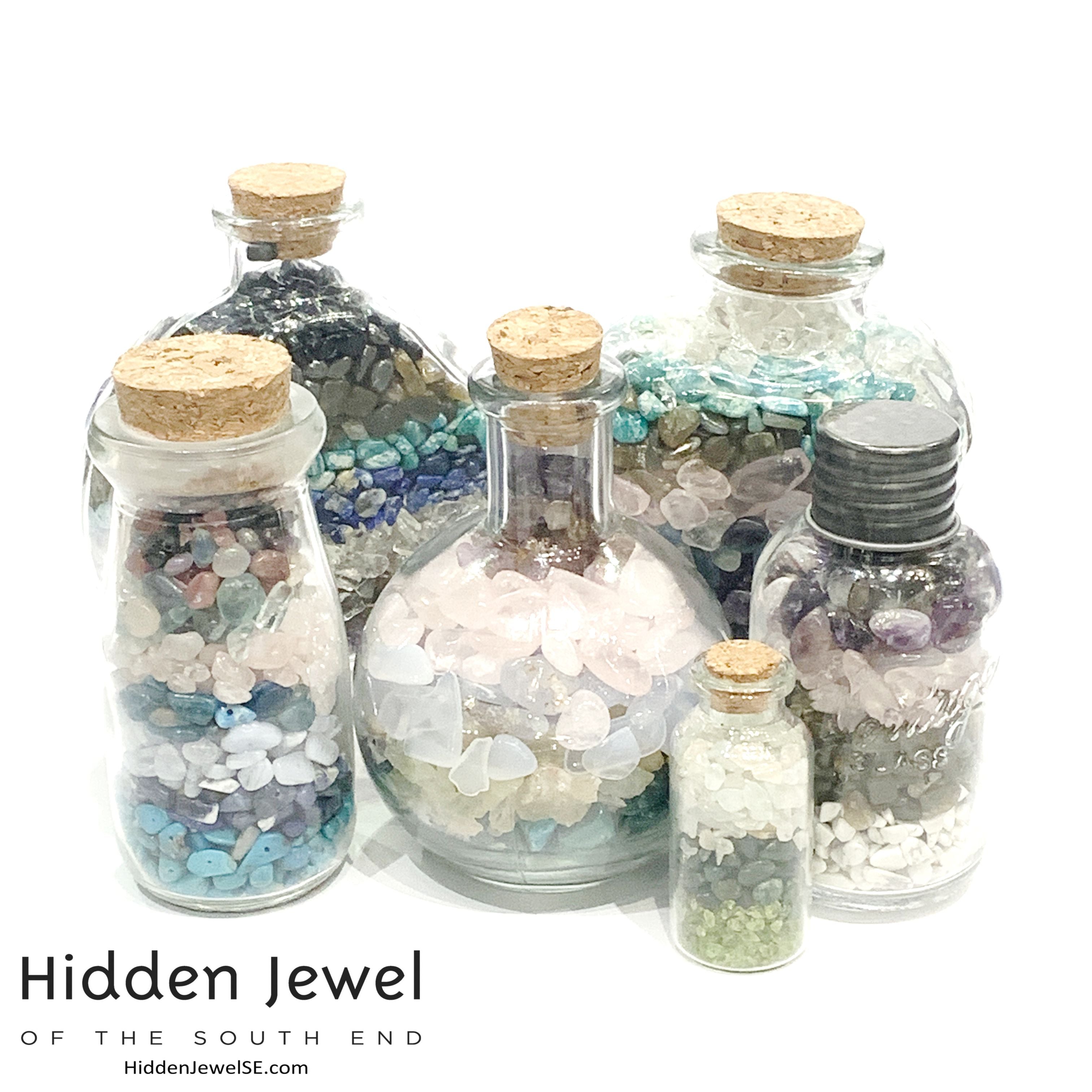 Gemstone crystal chip glass bottle, Stone Bottle Set ,meditation, gift
