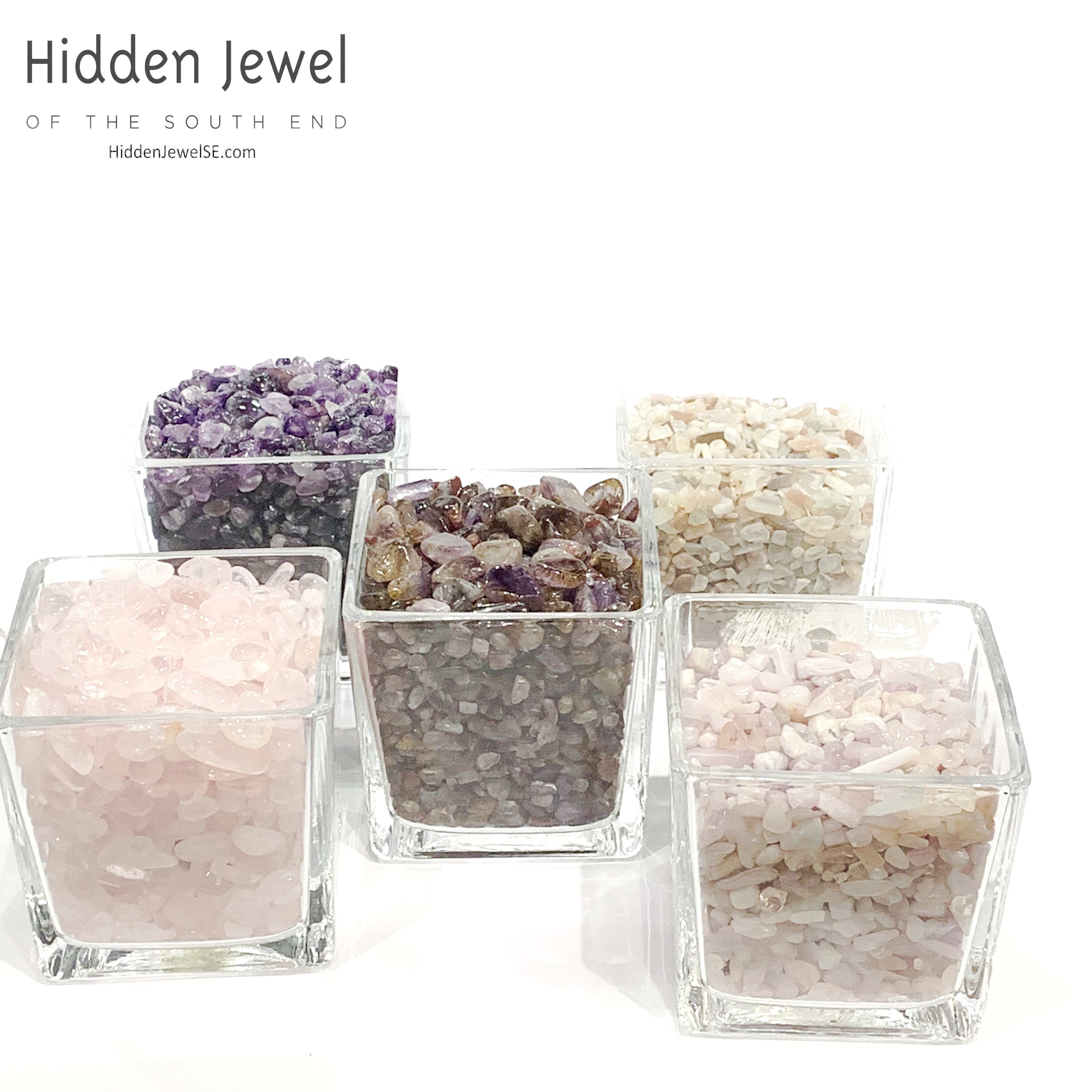 Gemstone crystal chip glass bottle, Stone Bottle Set ,meditation, gift
