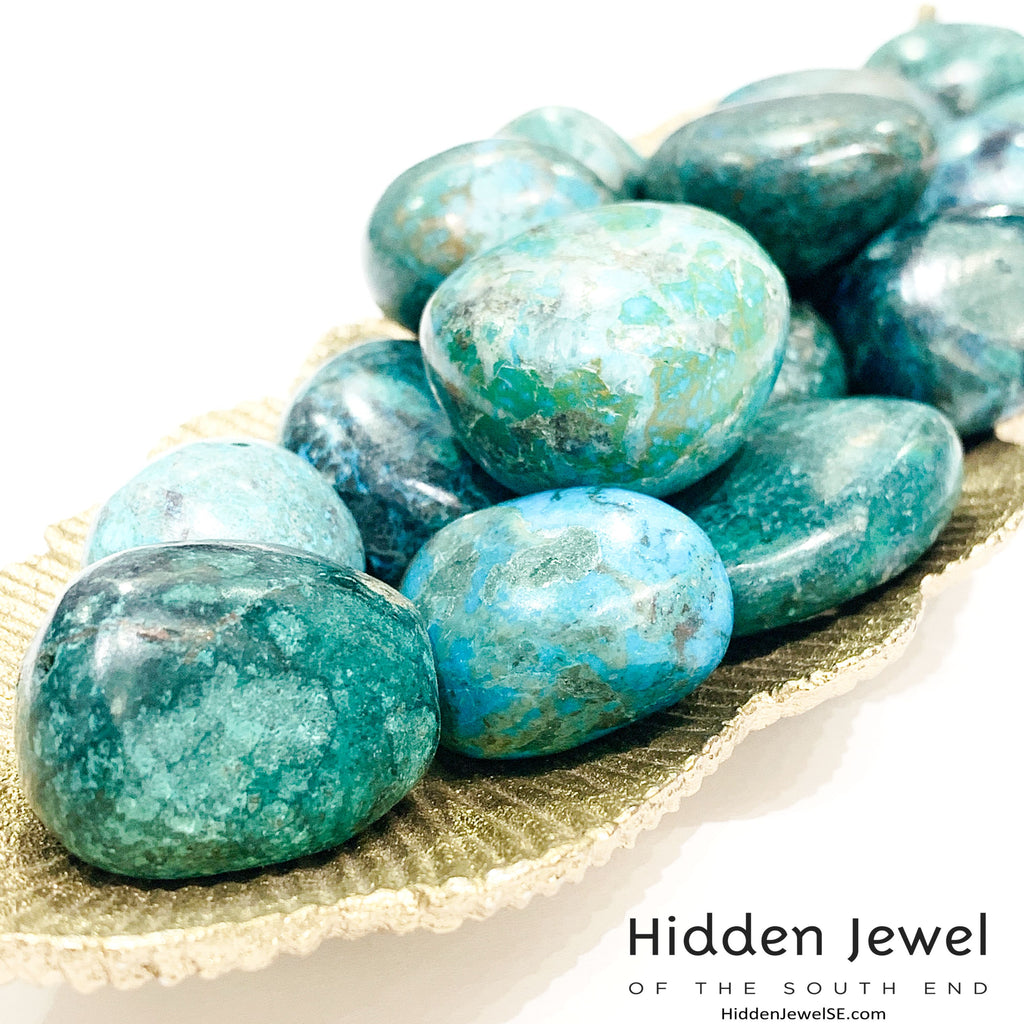 Chrysocolla tumbled gemstone