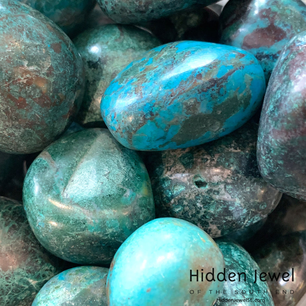 Chrysocolla tumbled gemstone