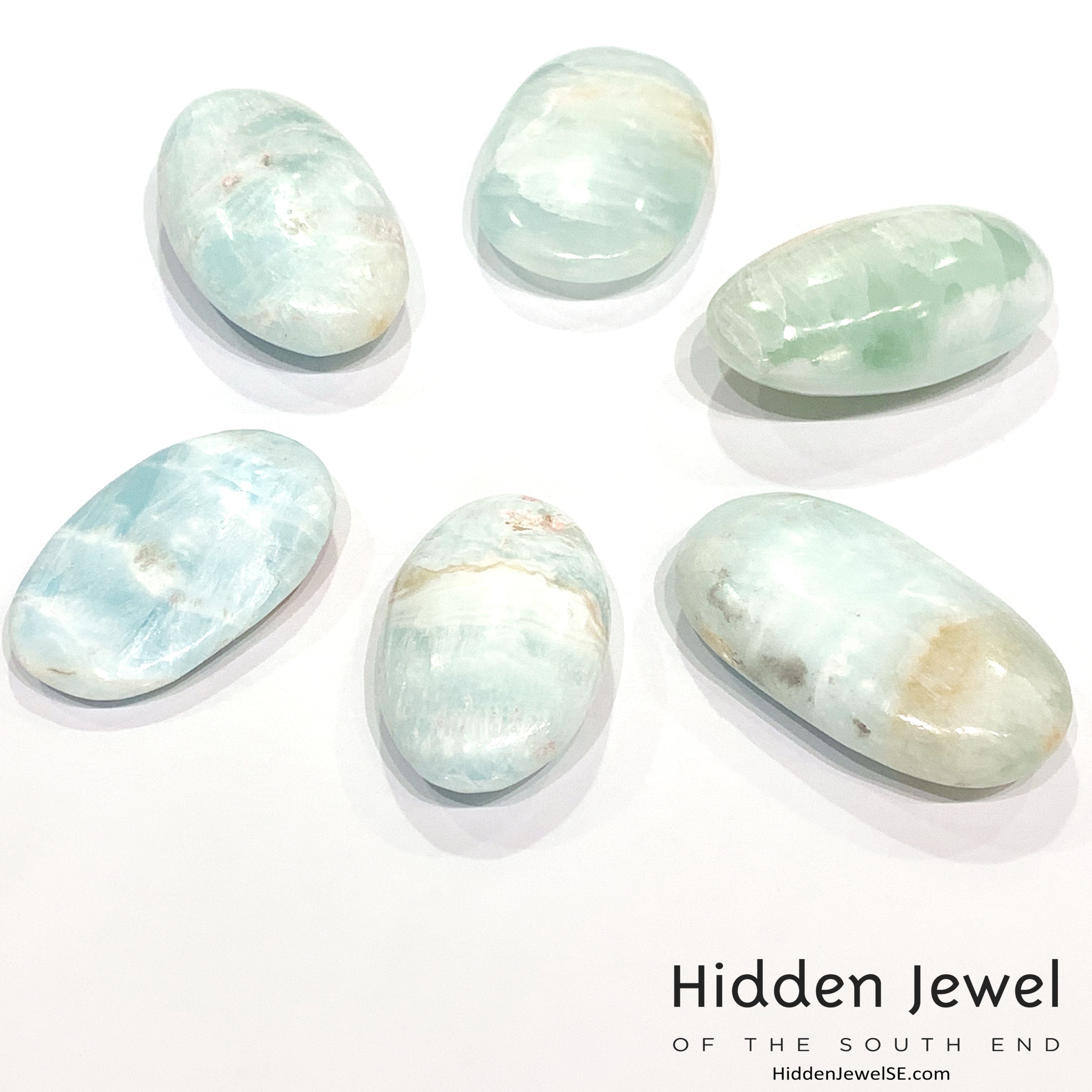 Caribbean Blue Calcite Palm Stone