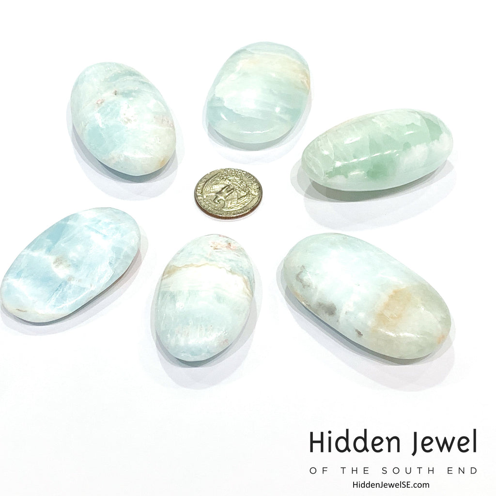 Caribbean Blue Calcite Palm Stone