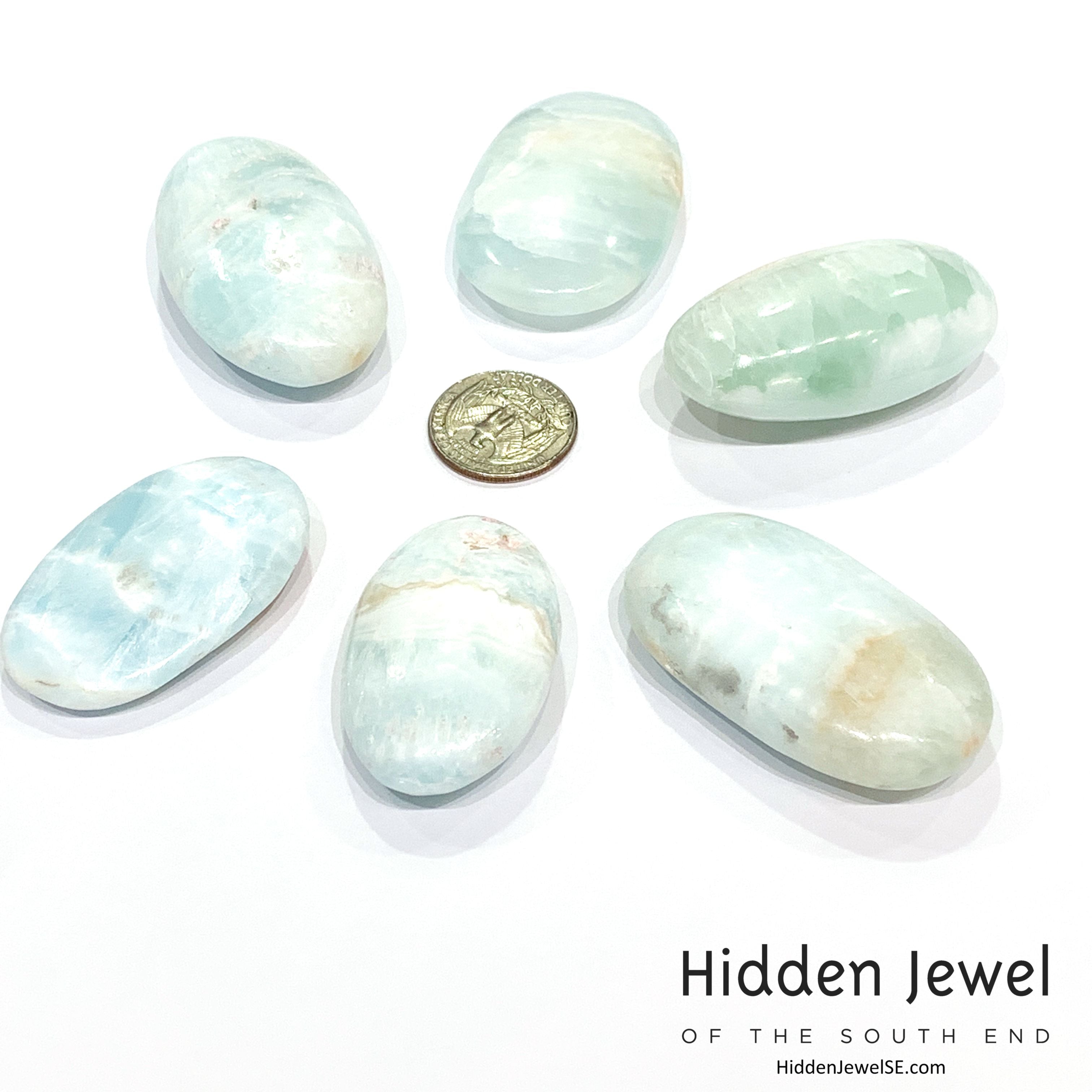 Caribbean Blue Calcite Palm Stone