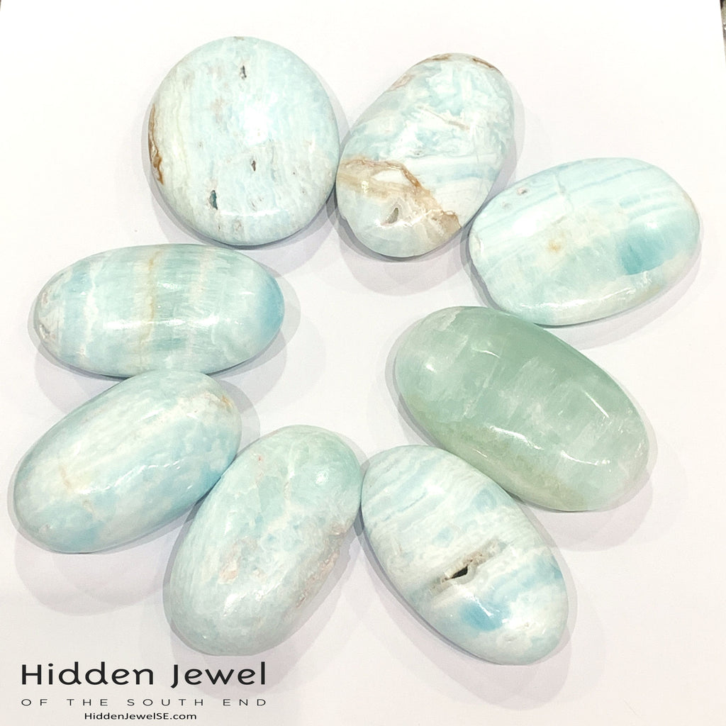 Caribbean Blue Calcite Palm Stone
