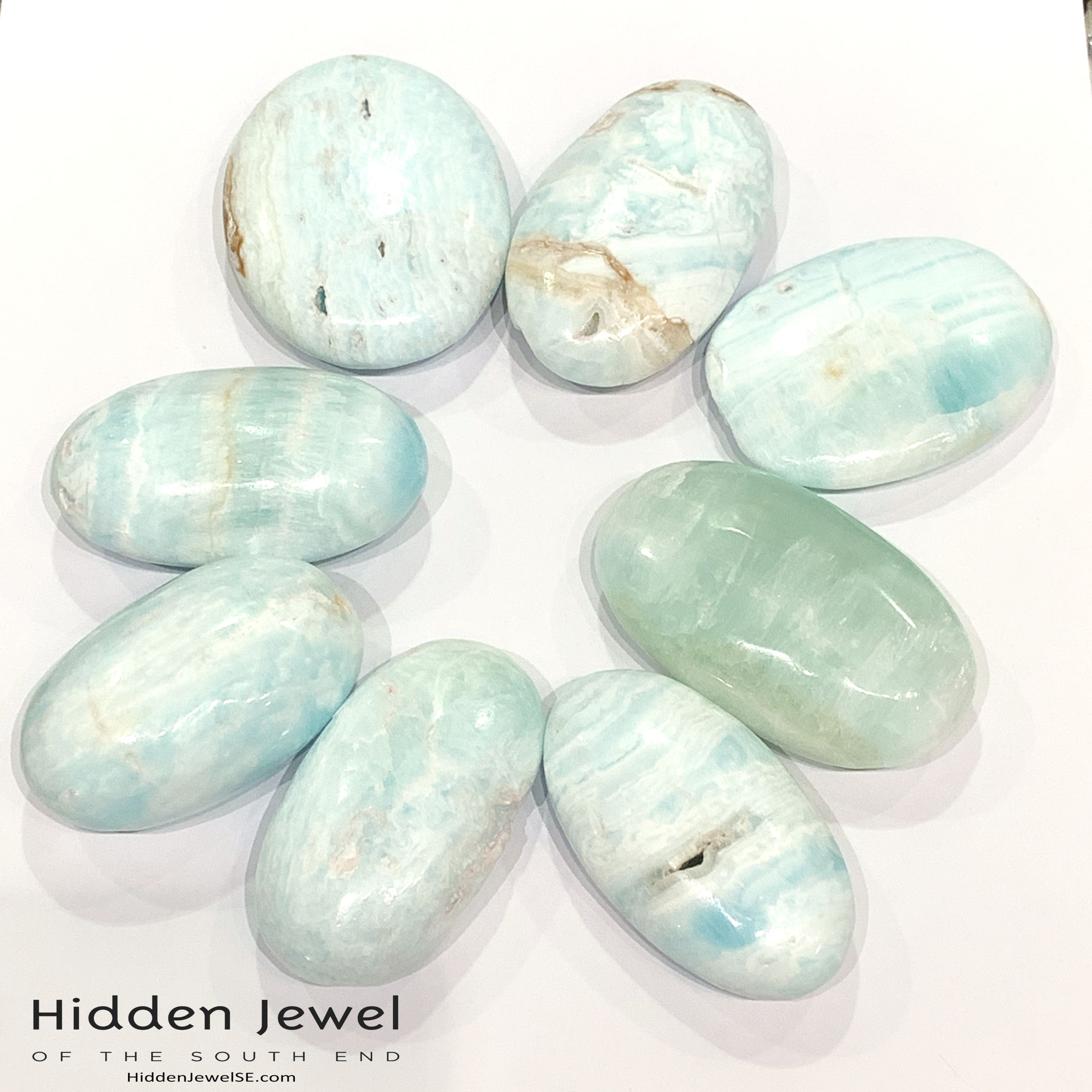 Caribbean Blue Calcite Palm Stone