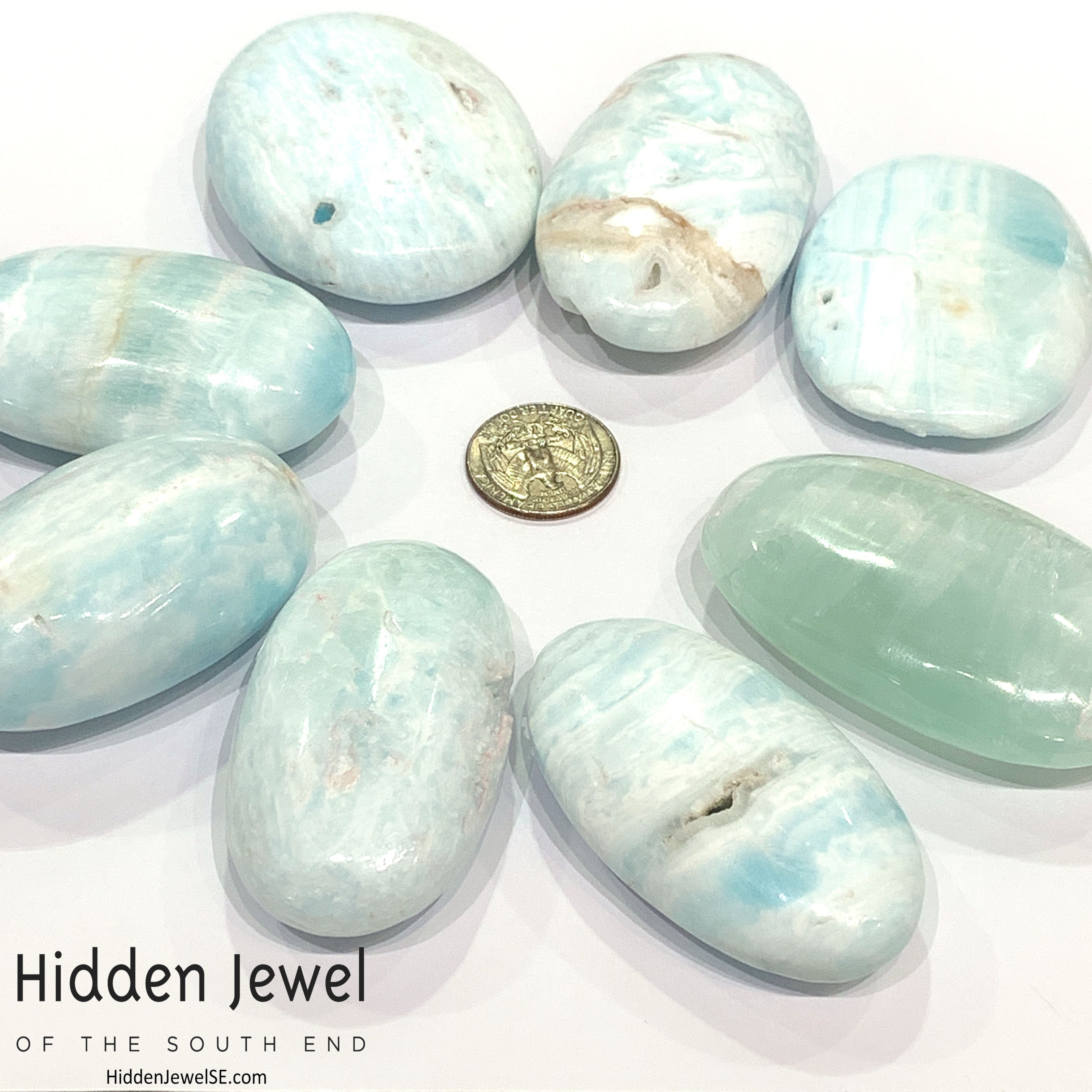 Caribbean Blue Calcite Palm Stone
