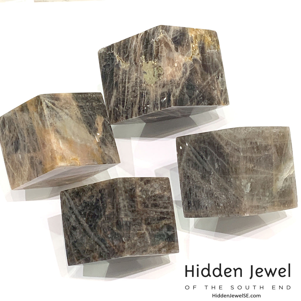 Black Moonstone Gemstone Cubes