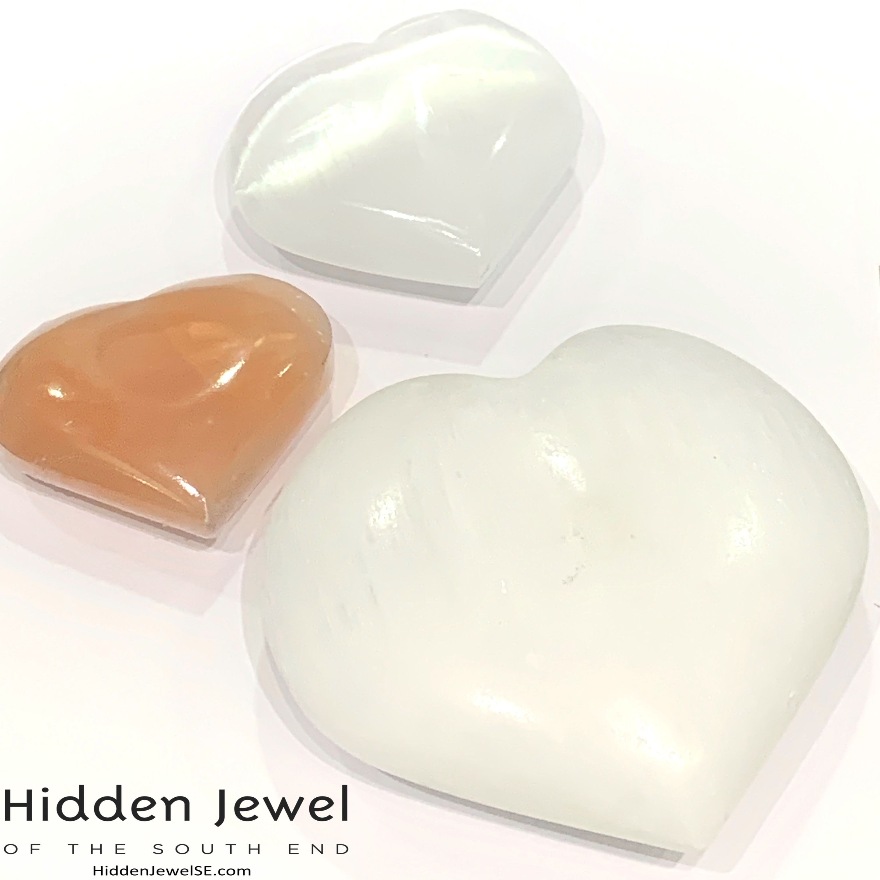 Selenite heart shaped gemstone