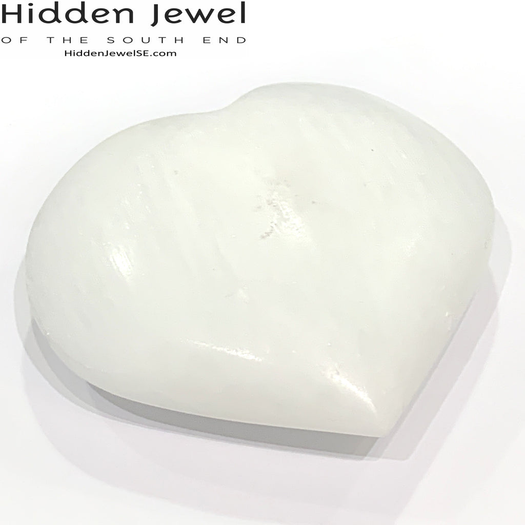 Selenite heart shaped gemstone