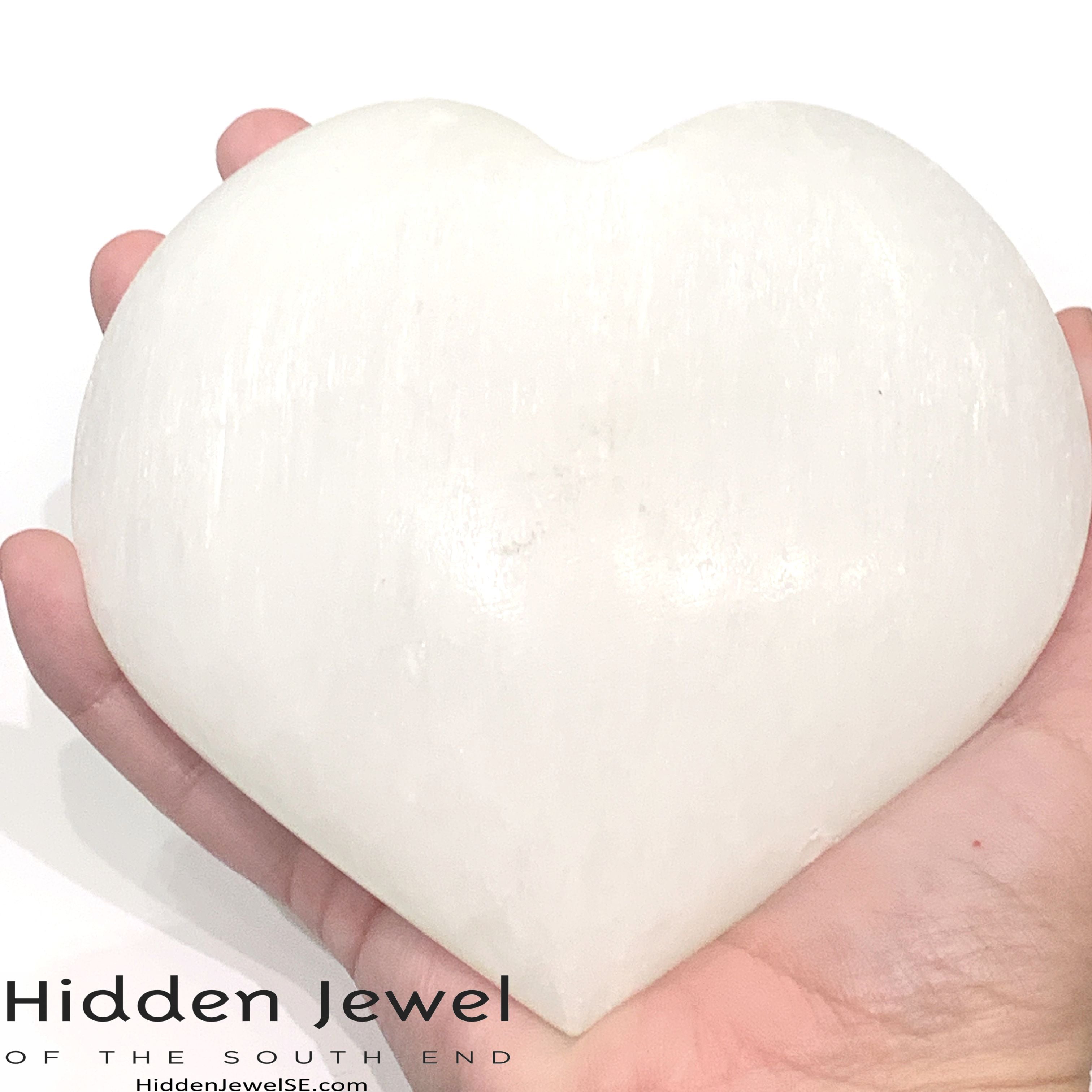 Selenite heart shaped gemstone