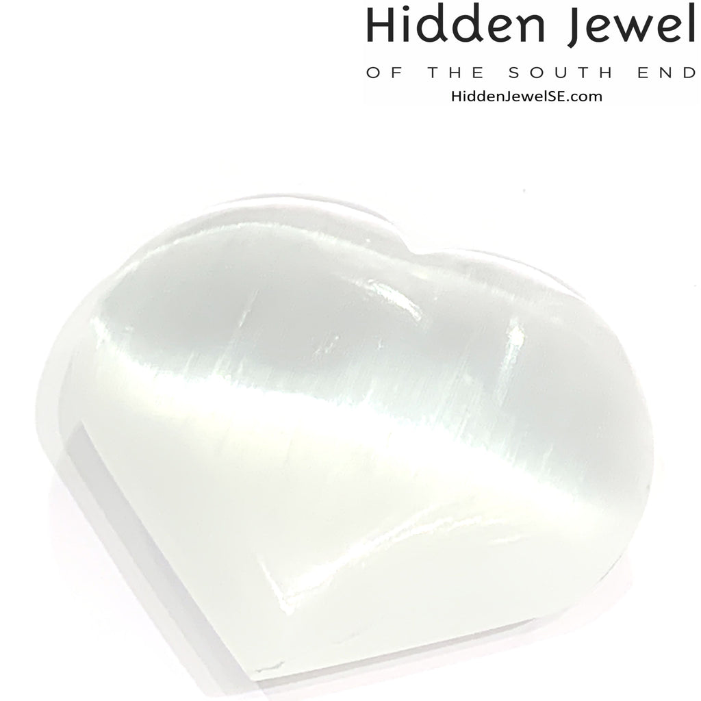 Selenite heart shaped gemstone