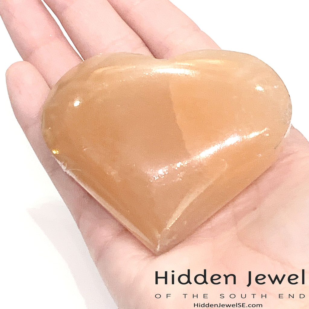 Selenite heart shaped gemstone