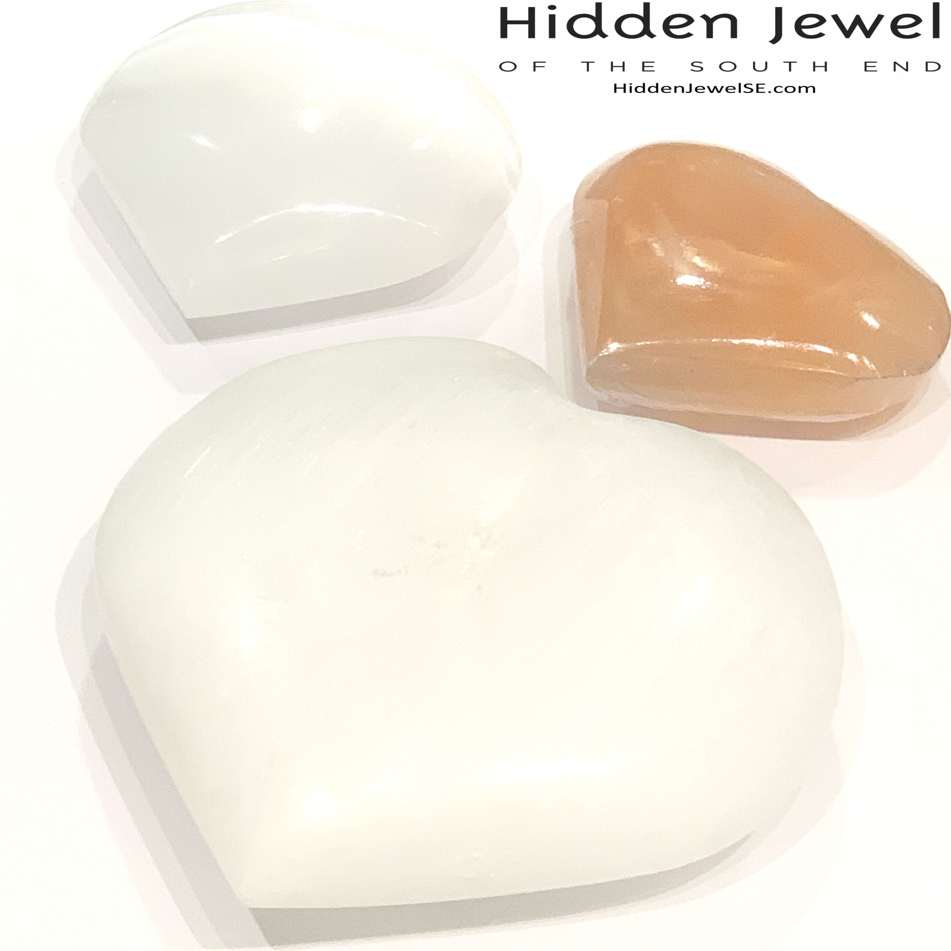 Selenite heart shaped gemstone