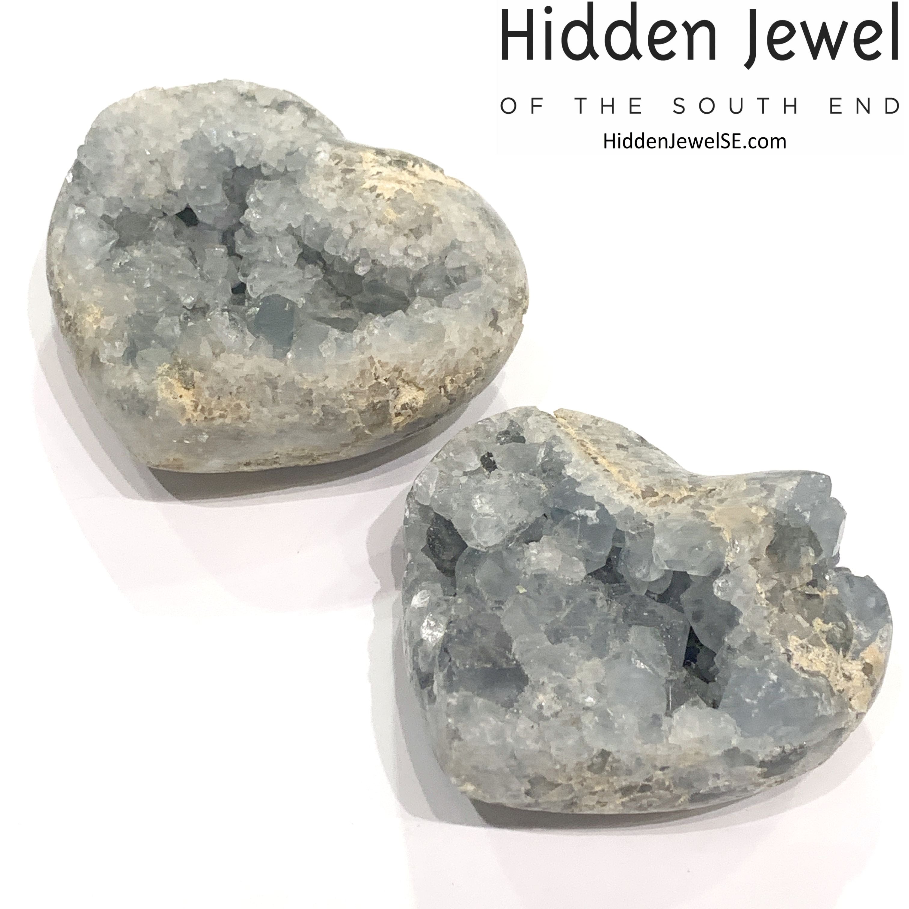 Celestite Gemstone hearts